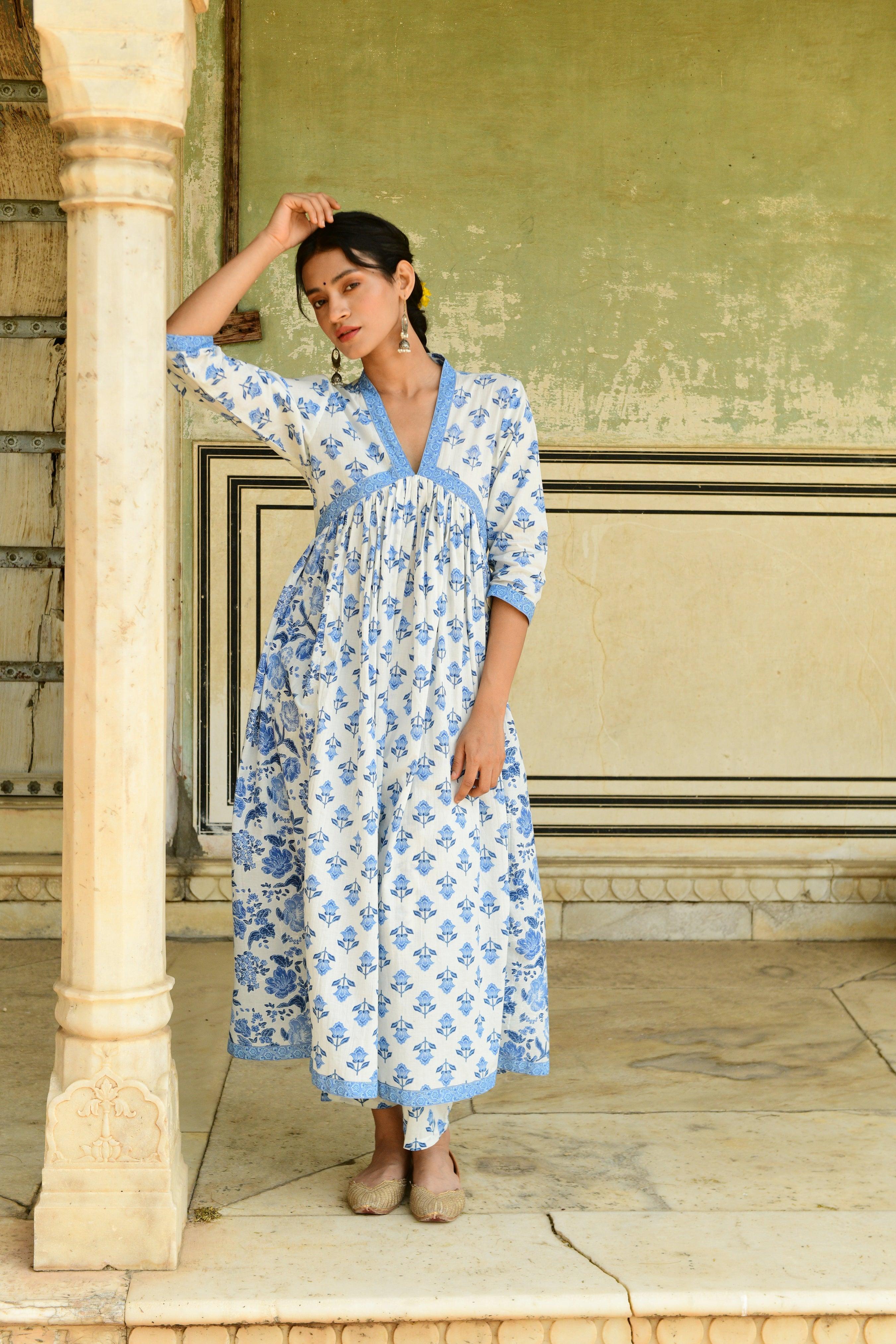 Aaravi Hand Block Printed Cotton Kurta Set - Shilpi Handicrafts