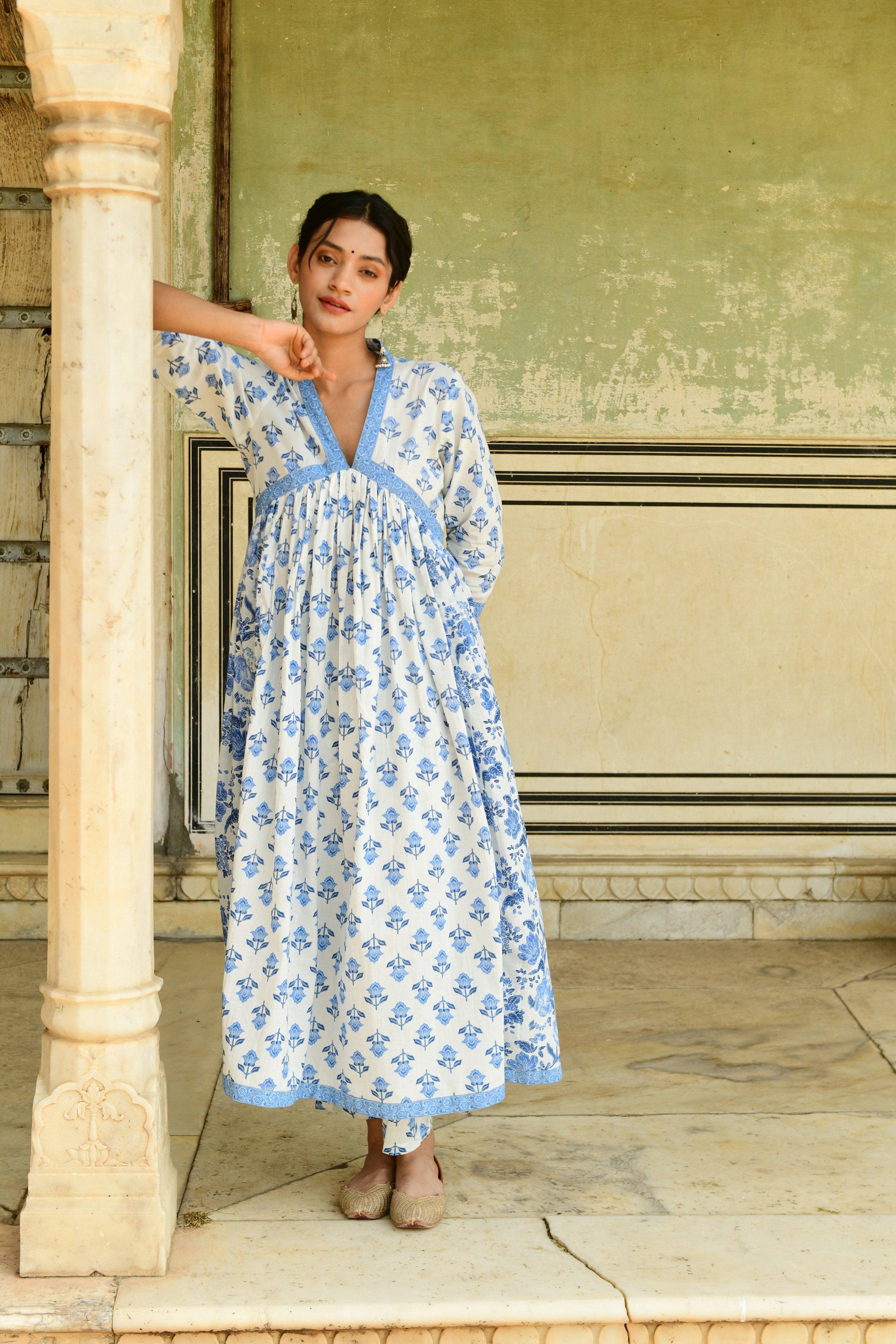 Aaravi Hand Block Printed Cotton Kurta Set - Shilpi Handicrafts