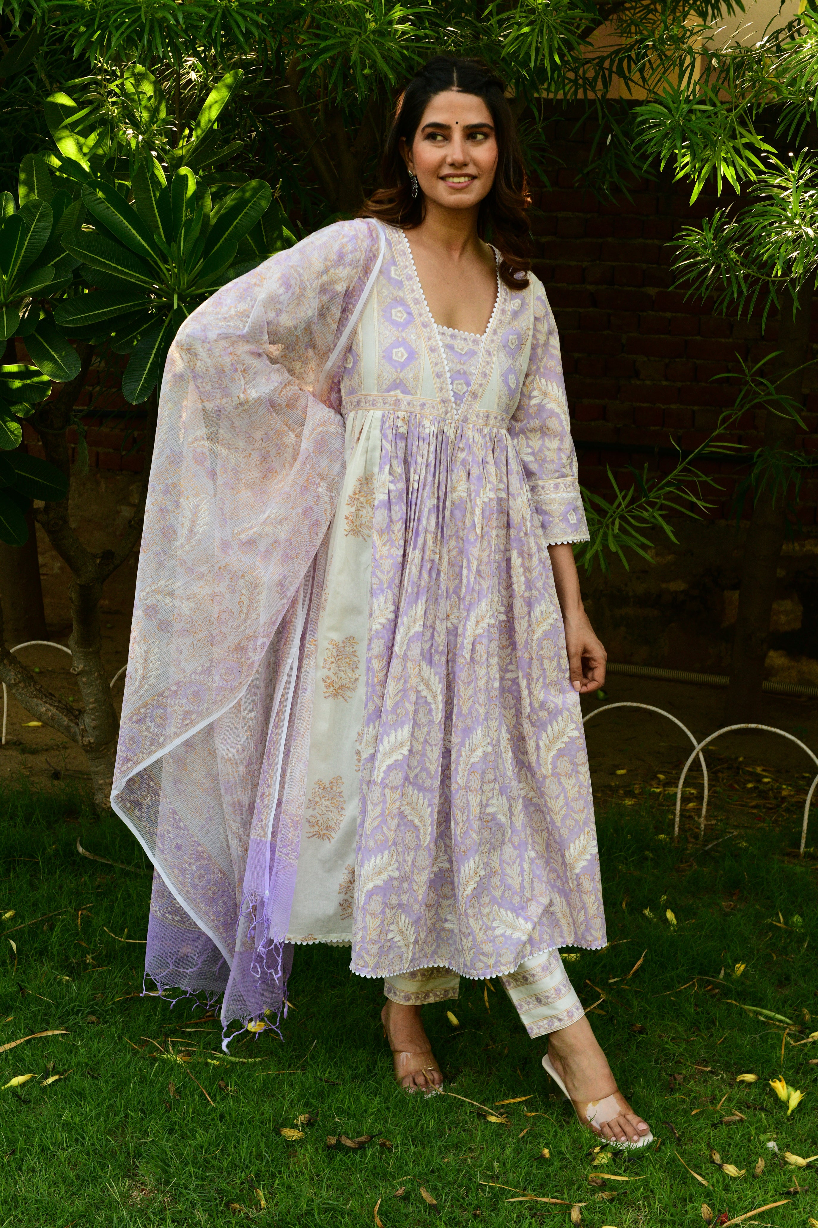 Hand Block Printed Lavender Suit Set - Shilpi Handicrafts