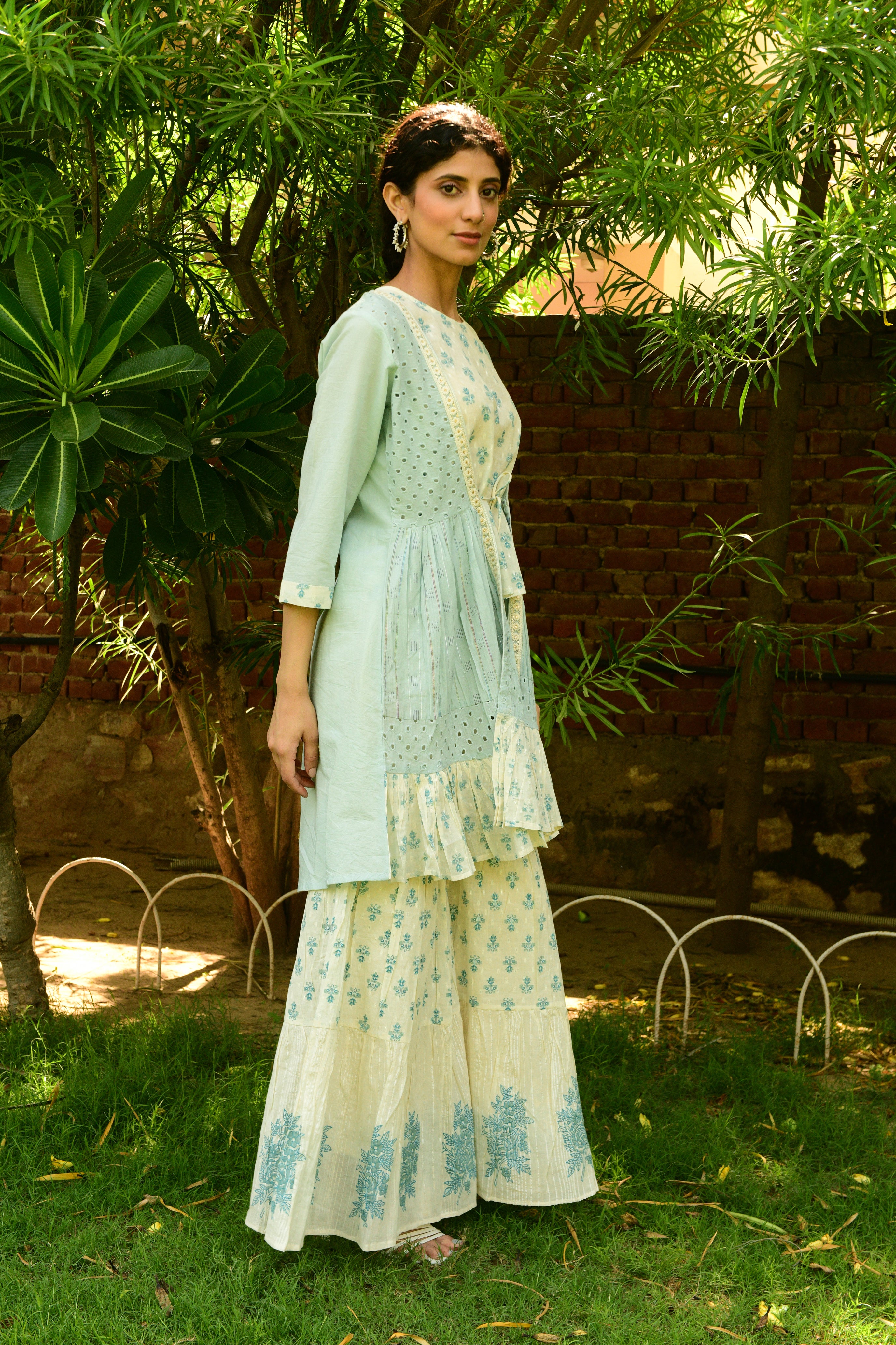 Hand Block Printed Jacket and Sharara Set - Shilpi Handicrafts