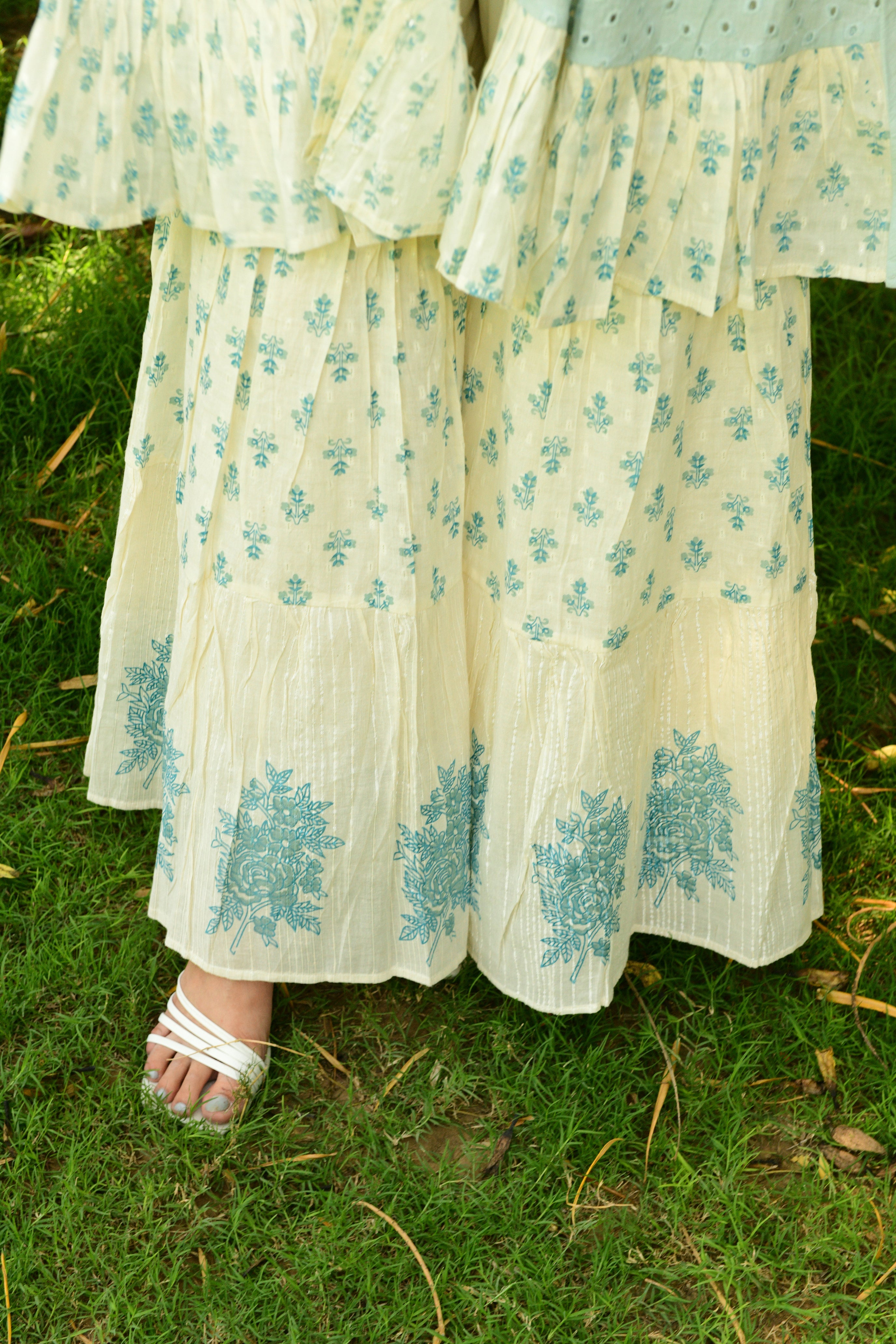 Hand Block Printed Jacket and Sharara Set - Shilpi Handicrafts