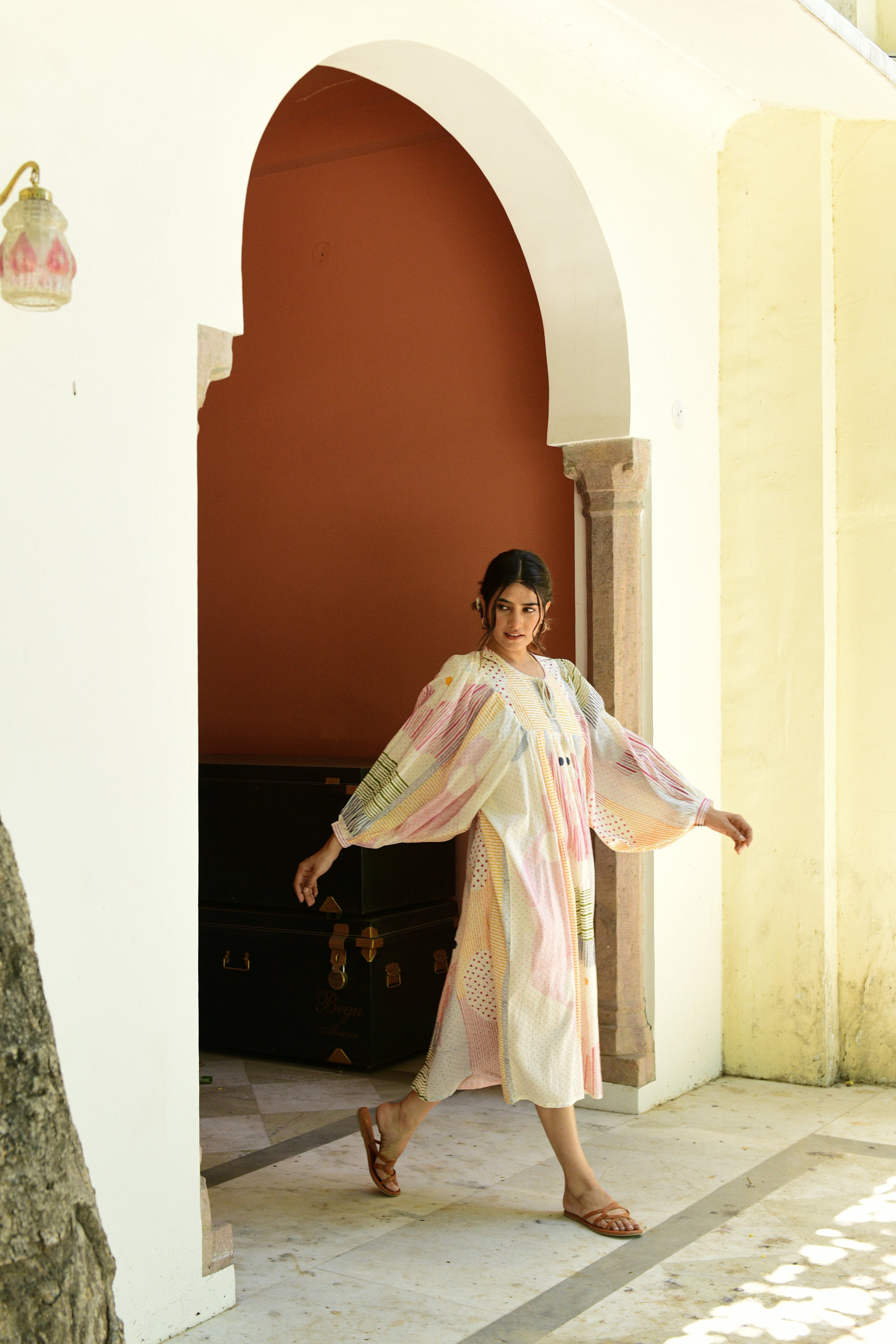 Cotton Hand-block Printed Multicolor Dress - Shilpi Handicrafts