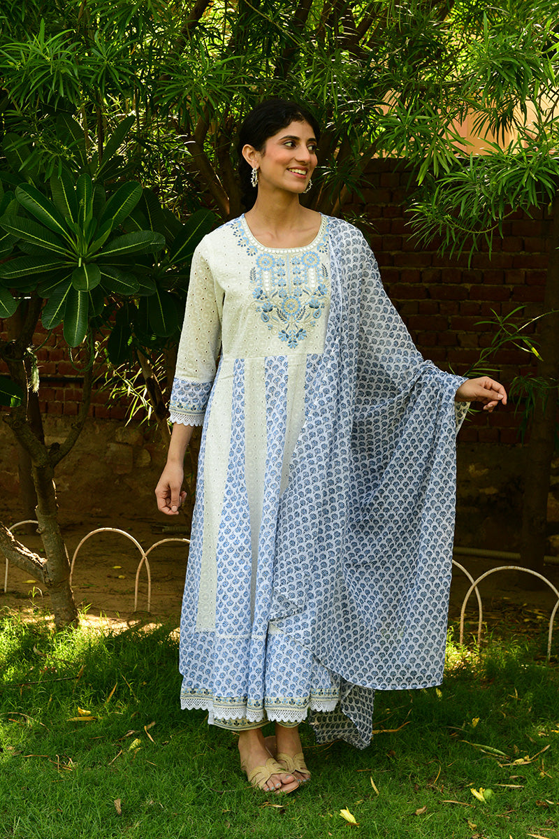 Hand Block Printed Blue Suit Set - Shilpi Handicrafts