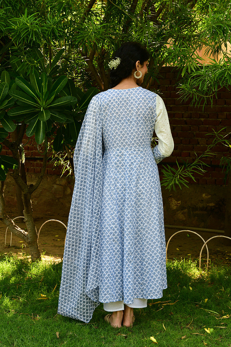Hand Block Printed Blue Suit Set - Shilpi Handicrafts