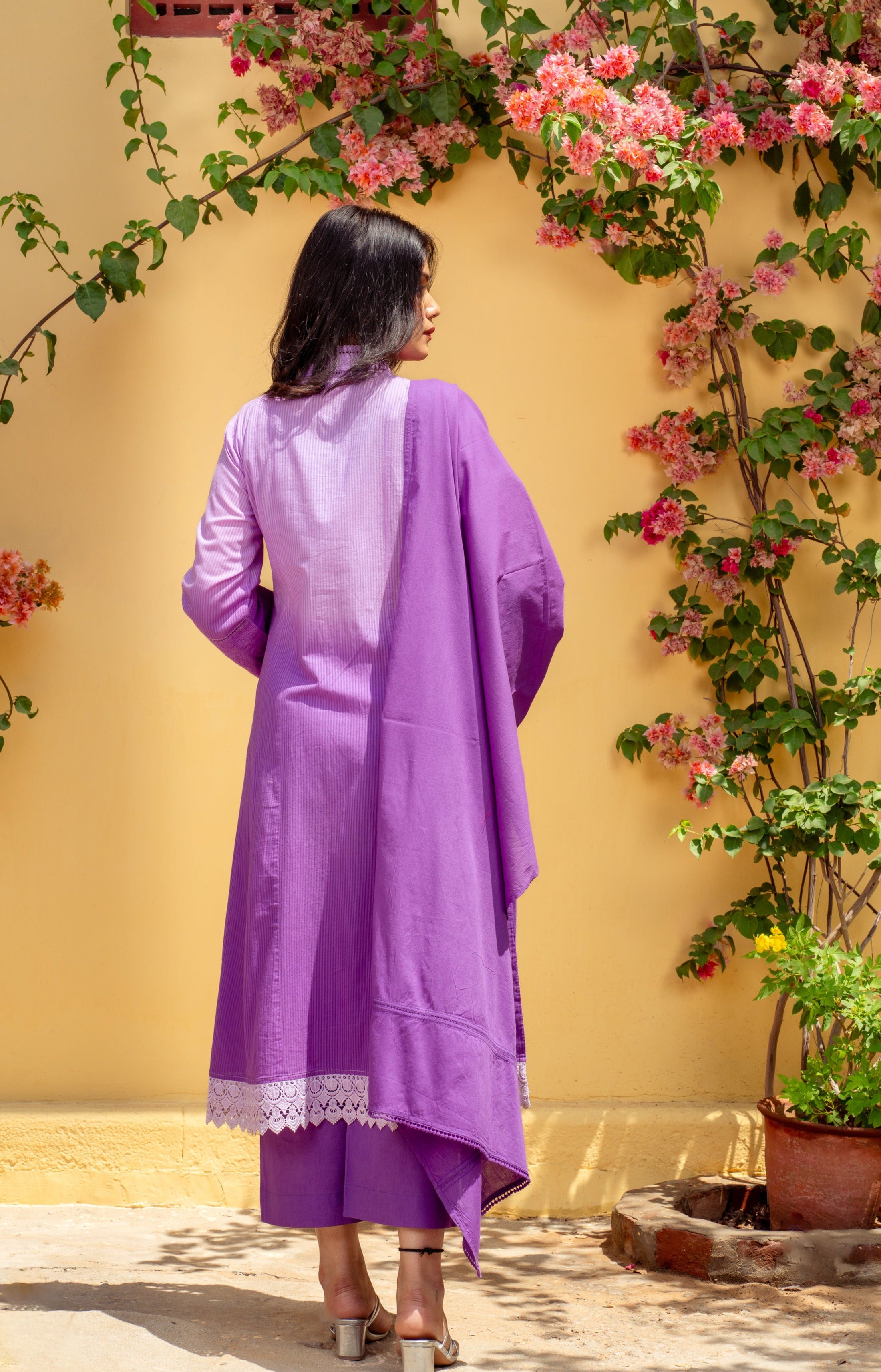 Bahaar Purple Ombre Cotton Suit Set