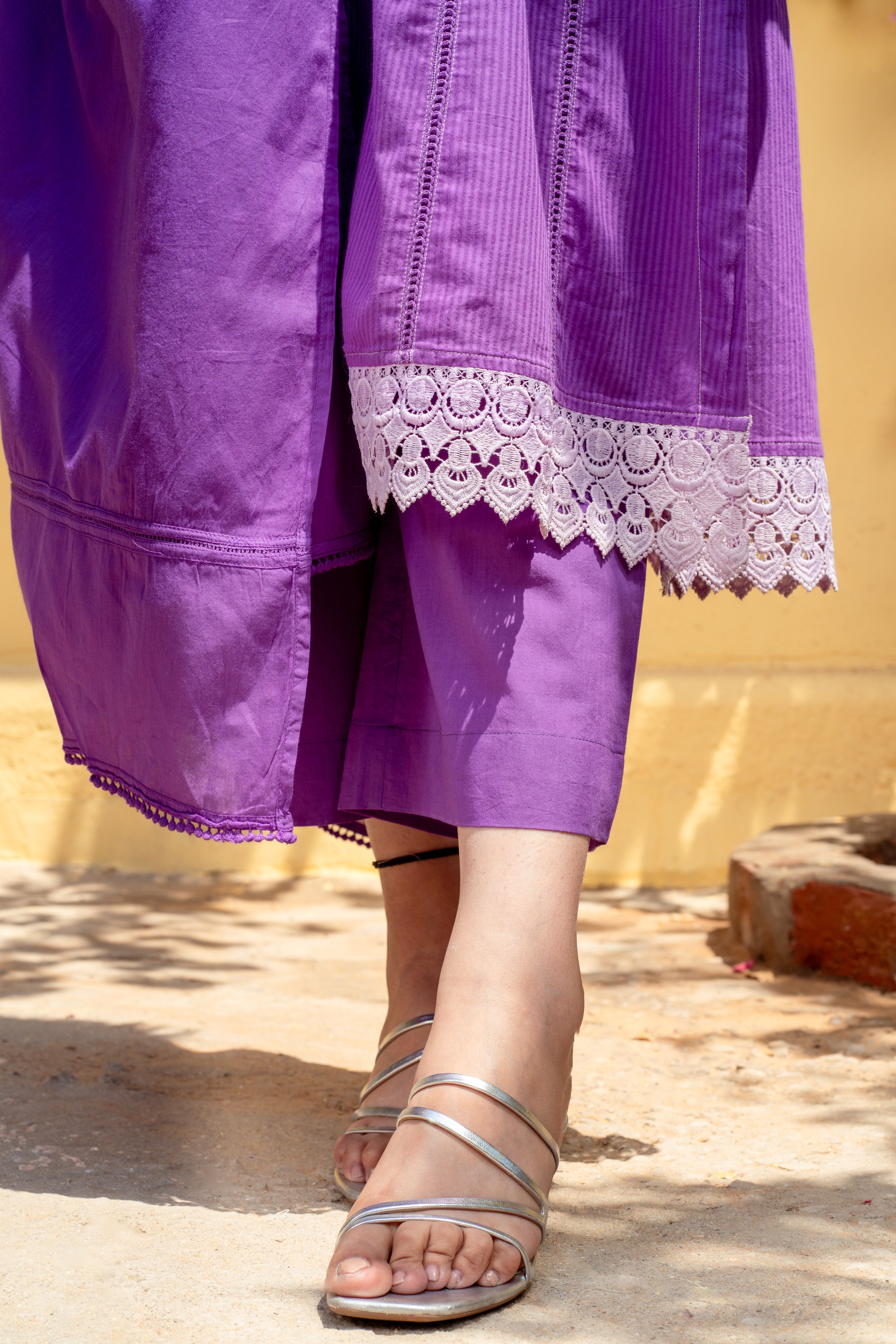 Bahaar Purple Ombre Cotton Suit Set
