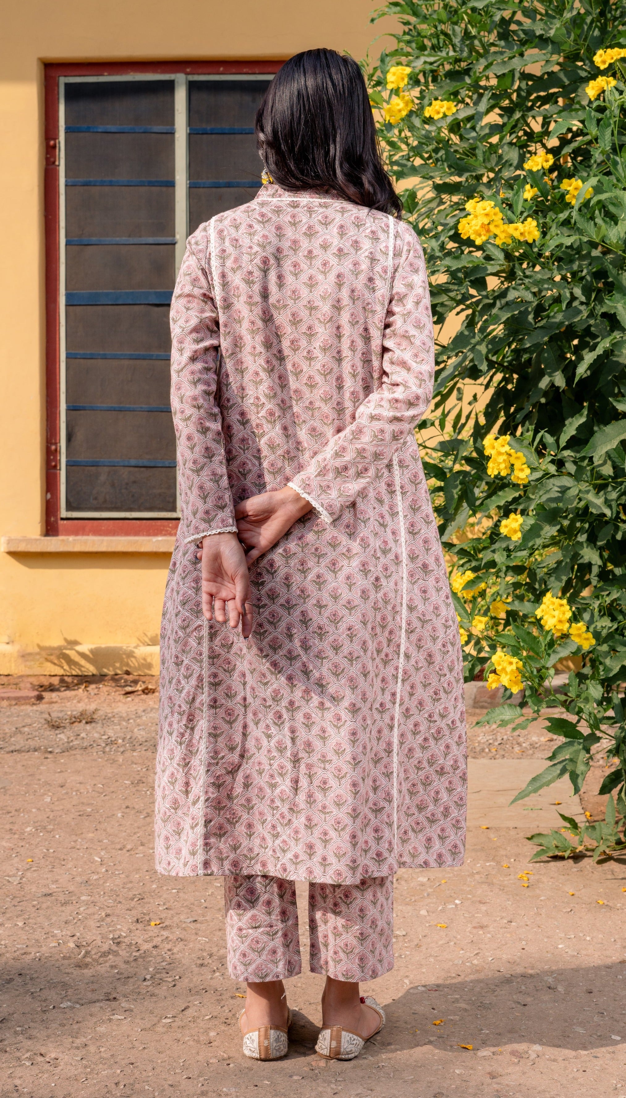 Bahaar Beige Cotton Kurta Set