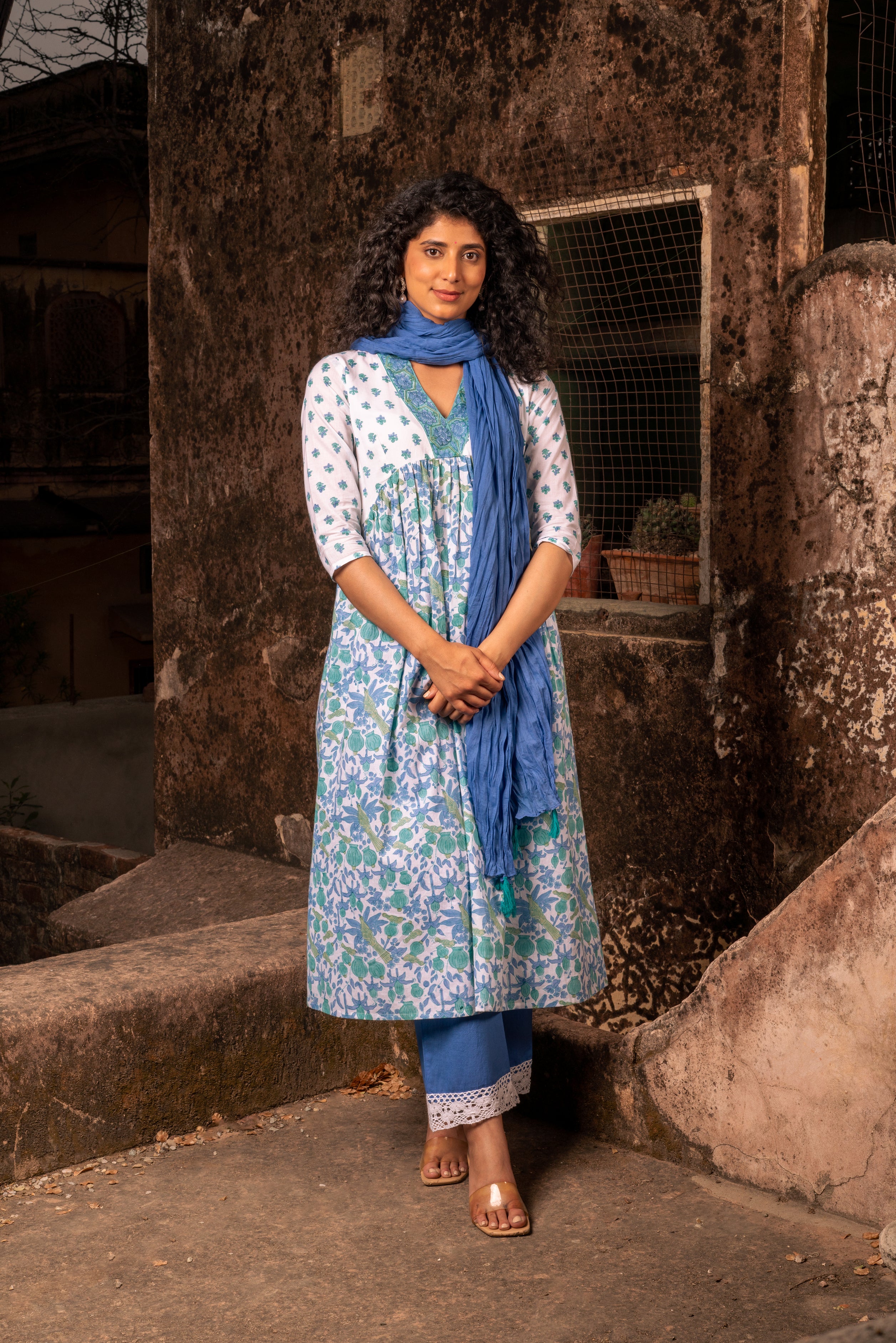 Bahaar Blue Jaal Buti Suit Set