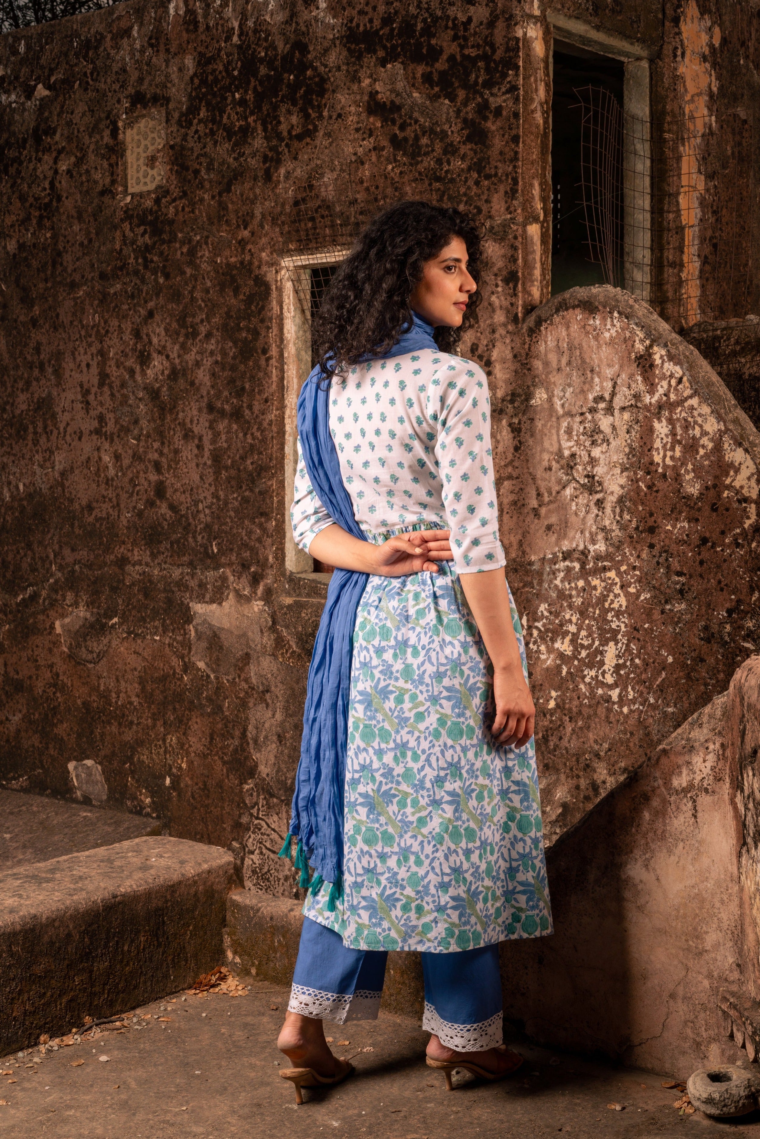 Bahaar Blue Jaal Buti Suit Set