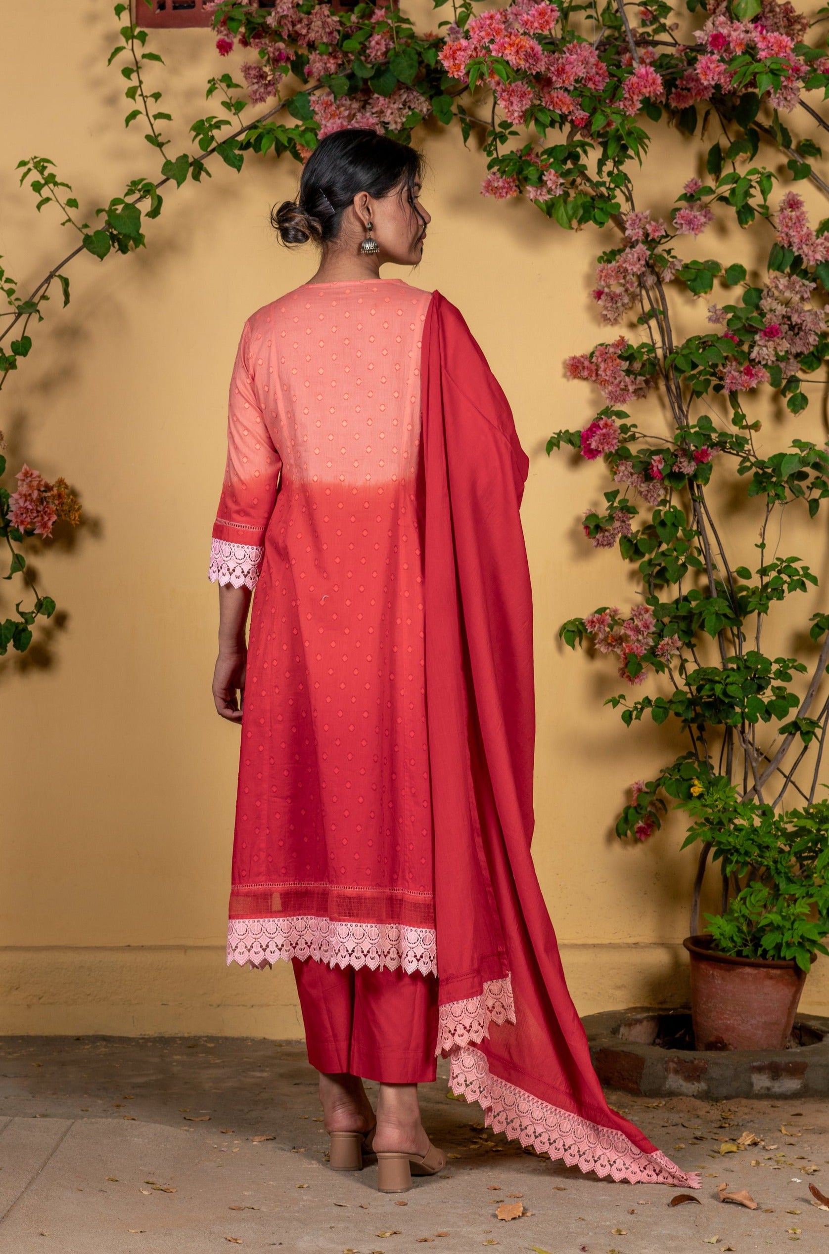 Bahaar Pink Ombre Cotton Suit Set