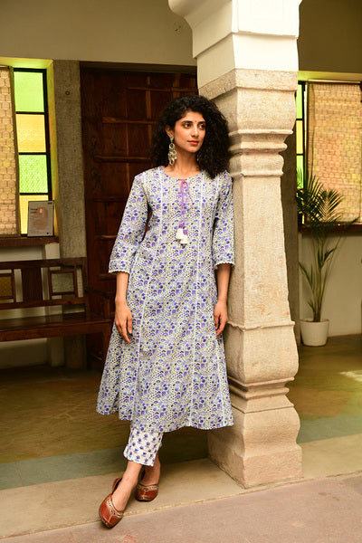 Aaravi Hand Block Printed Cotton Kurta Set - Shilpi Handicrafts