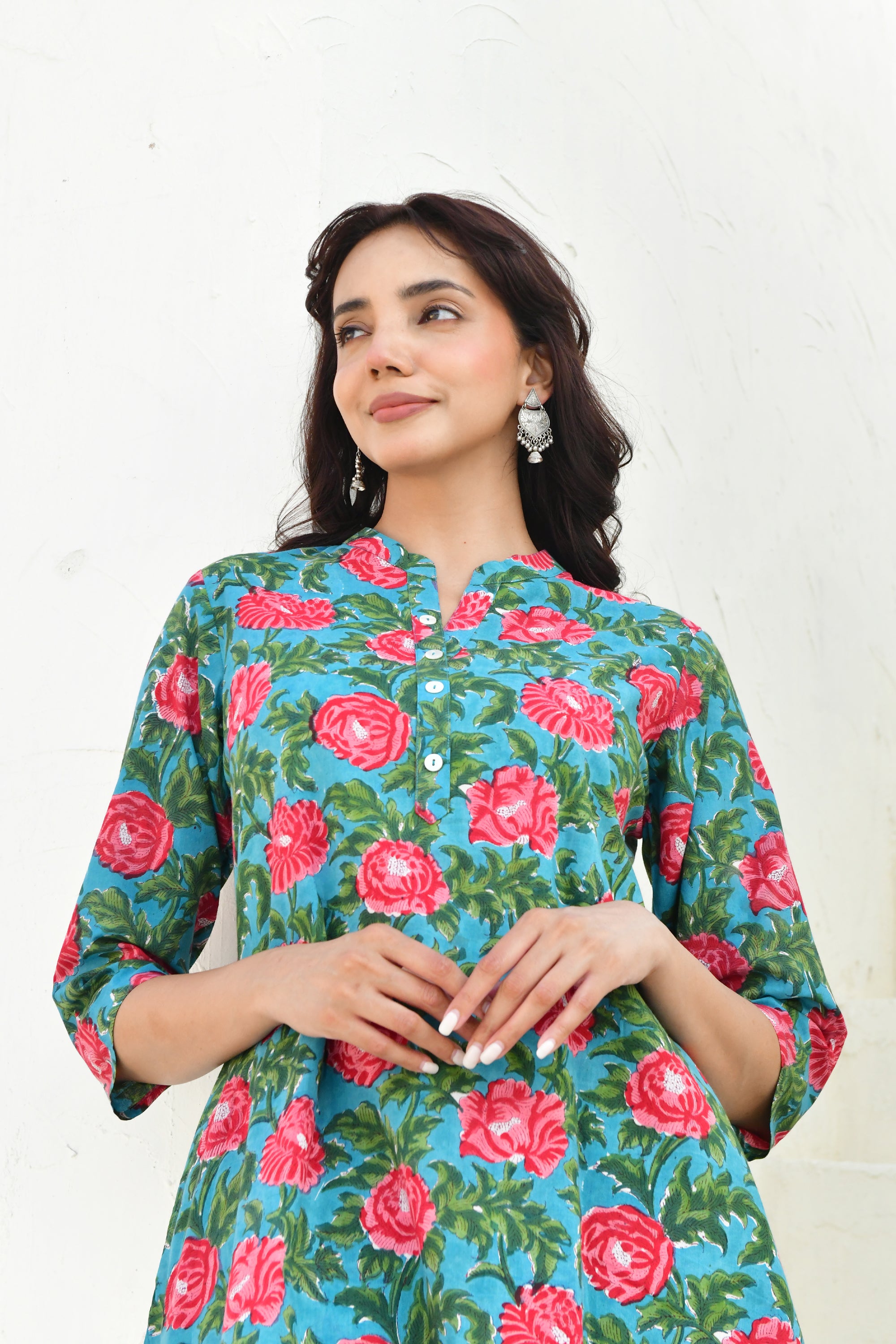 Red & Green Hand Block Printed Kurta Pant Set- Set Of 2