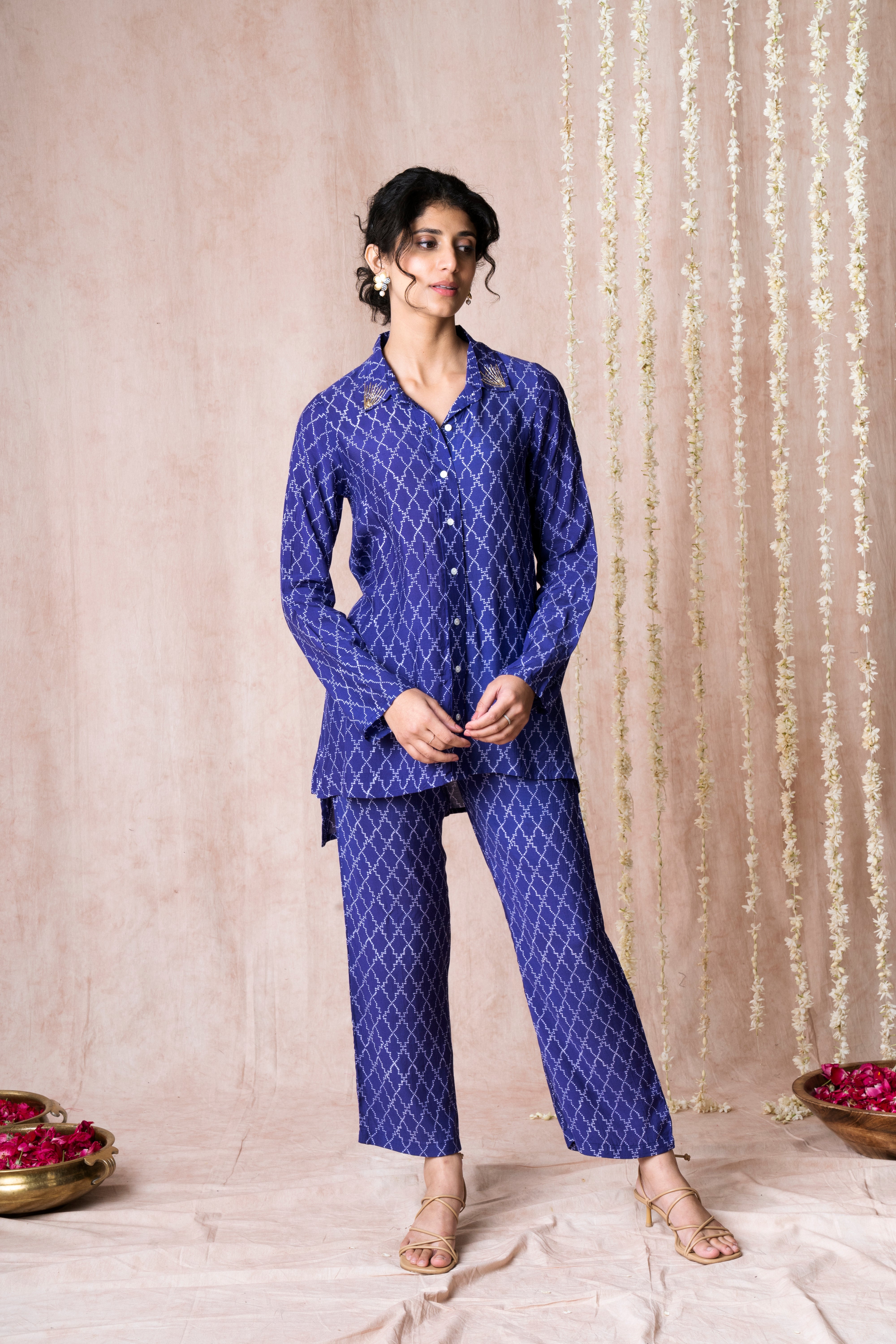 Bhargavi Ink Blue Muslin Co-ord Set