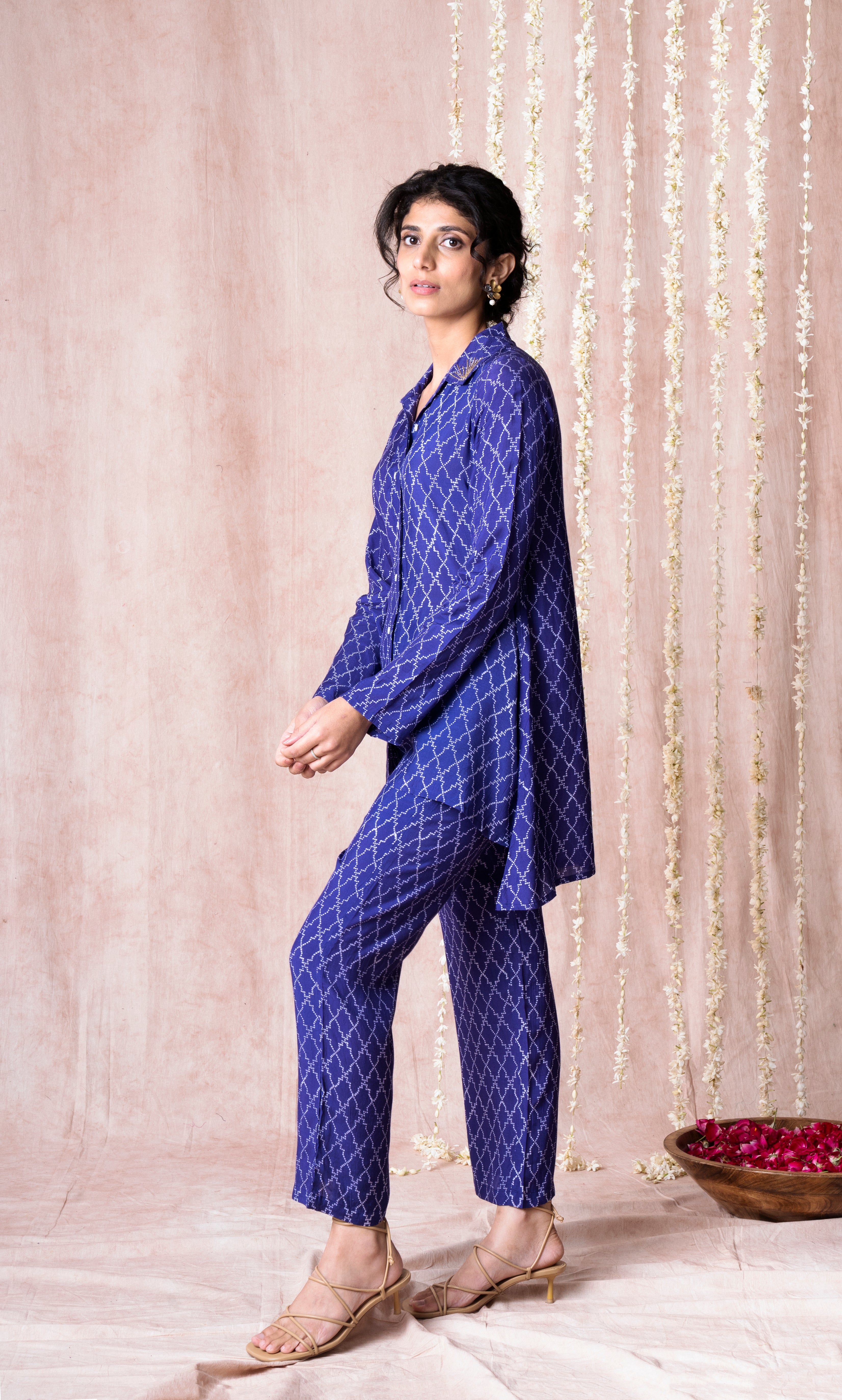 Bhargavi Ink Blue Muslin Co-ord Set