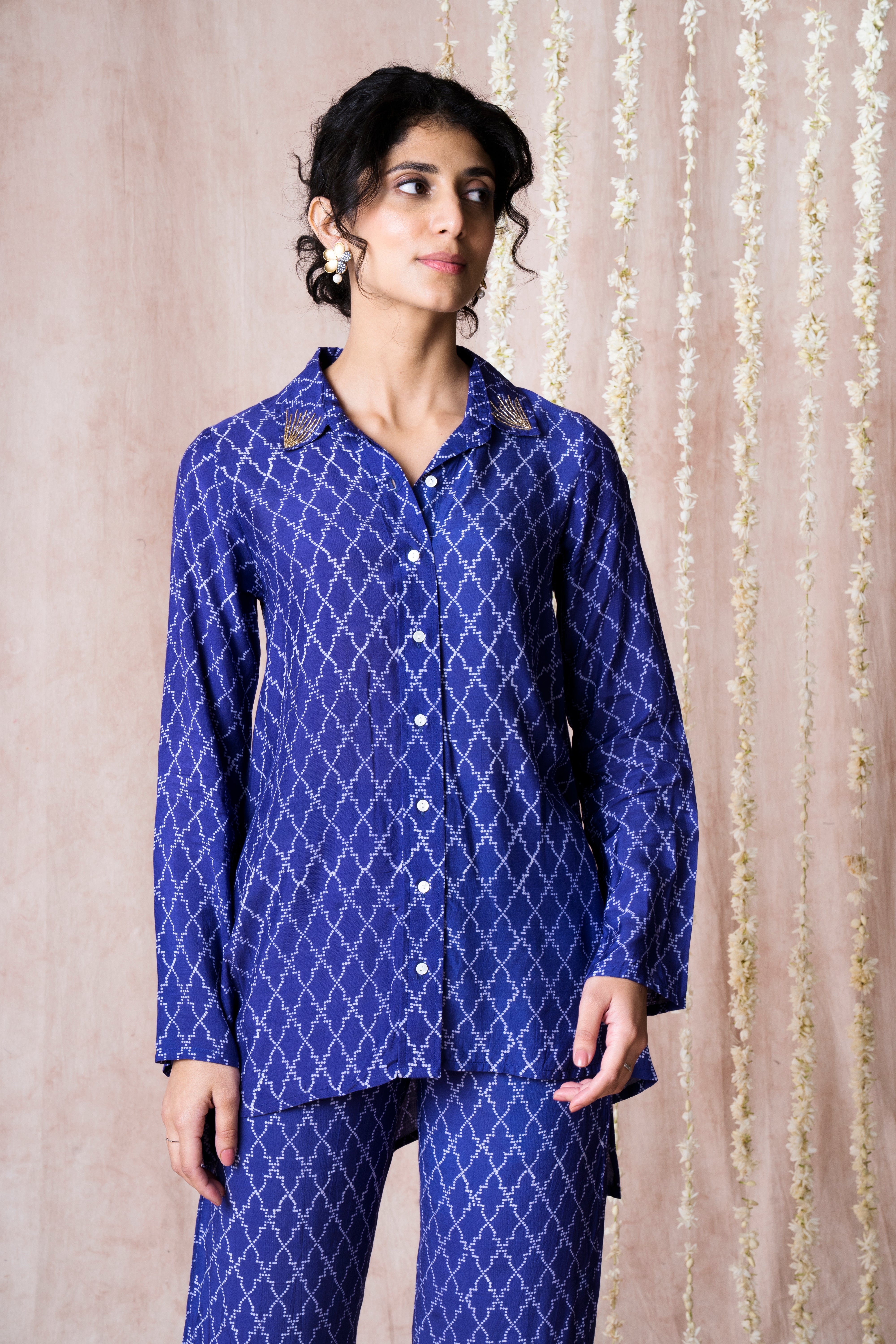 Bhargavi Ink Blue Muslin Co-ord Set