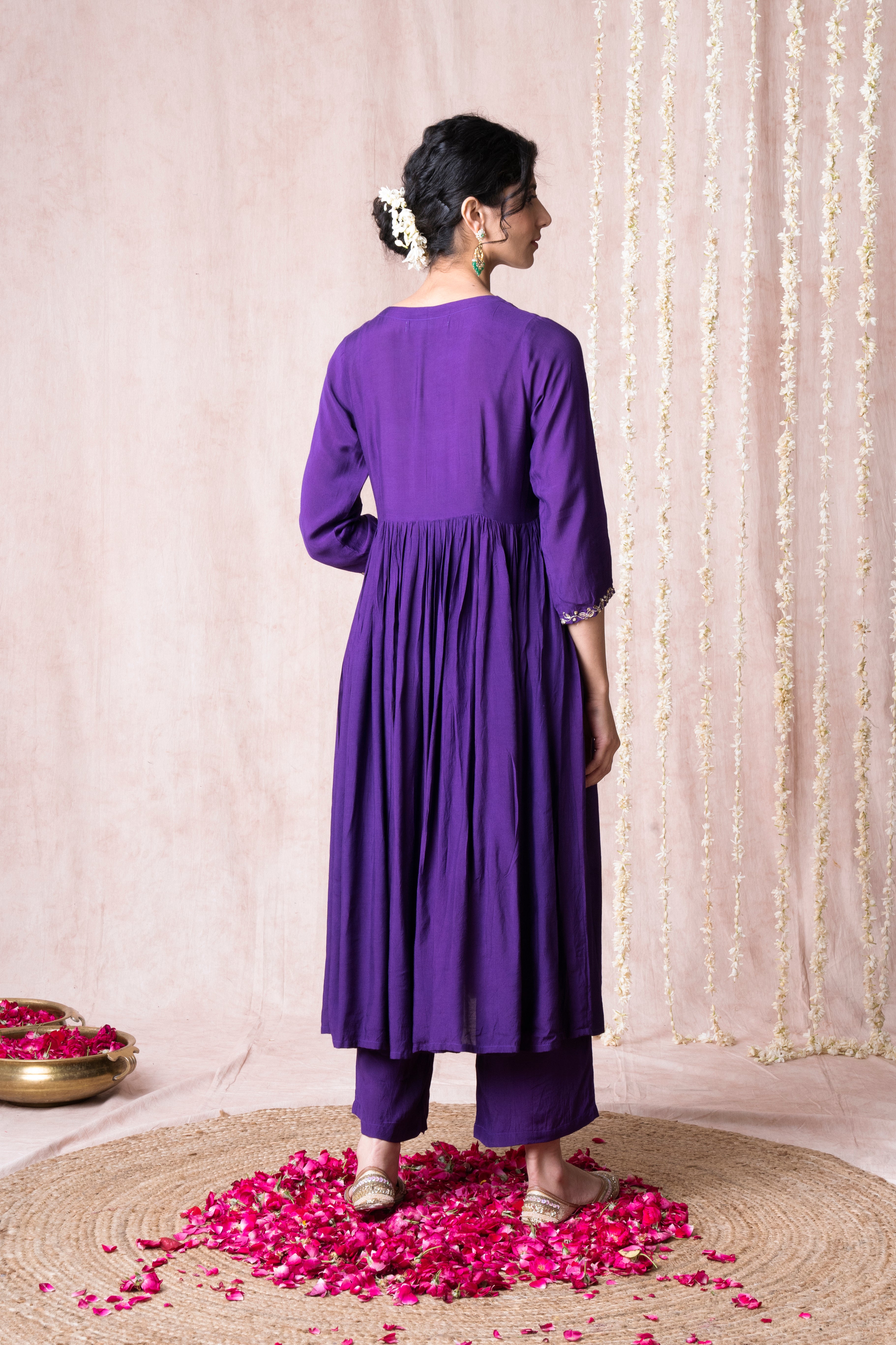 Bhargavi Purple Muslin Suit Set