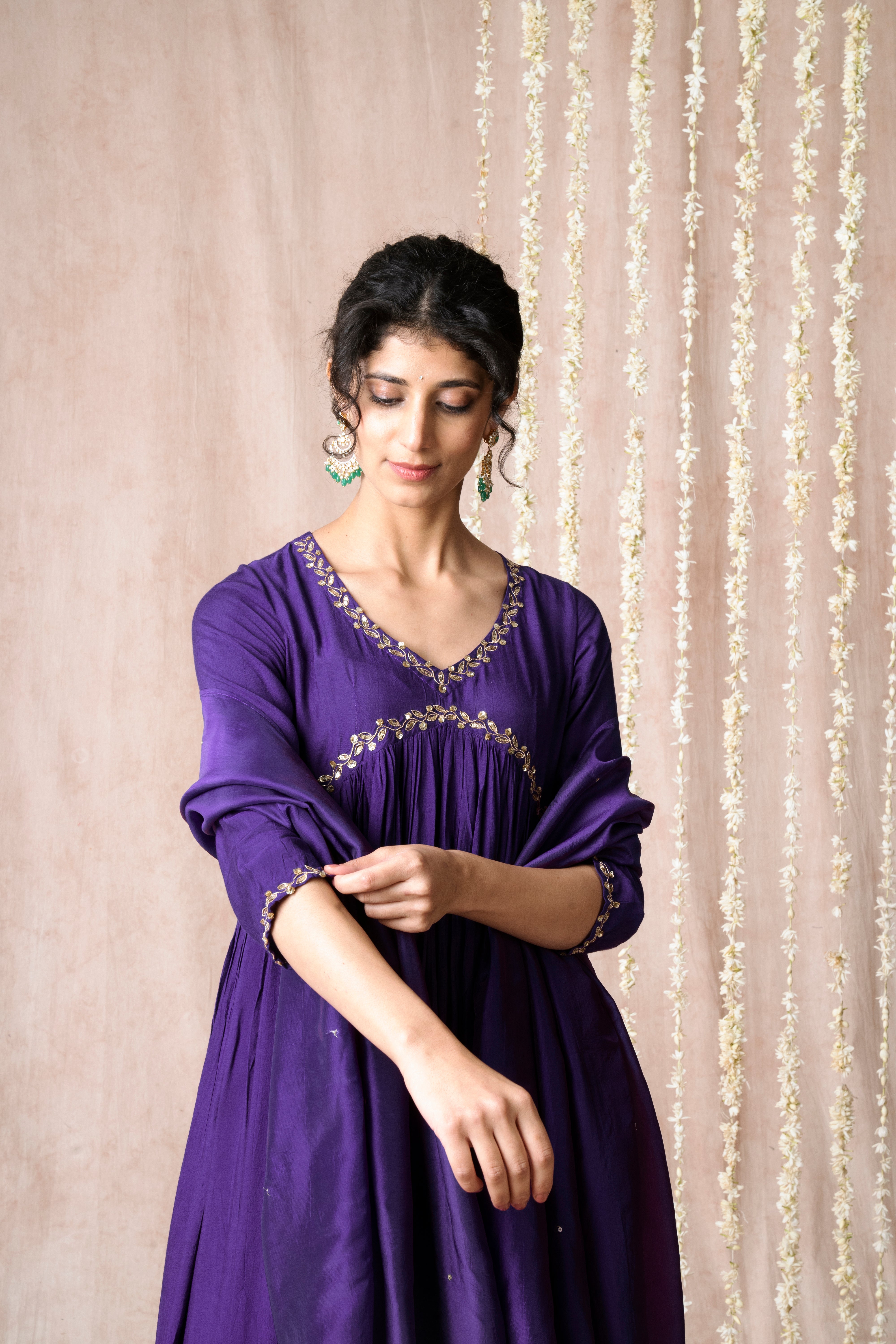 Bhargavi Purple Muslin Suit Set