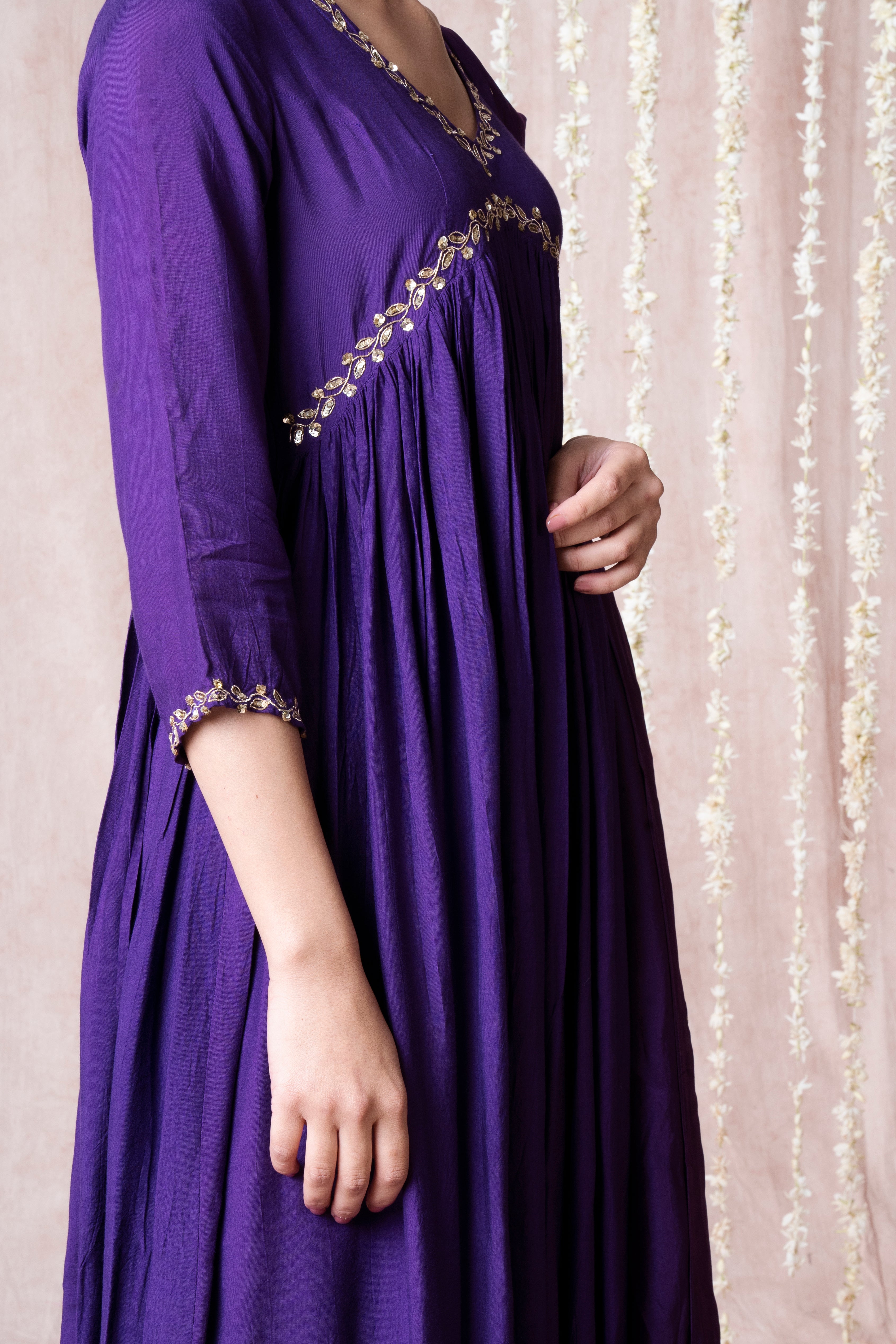 Bhargavi Purple Muslin Suit Set