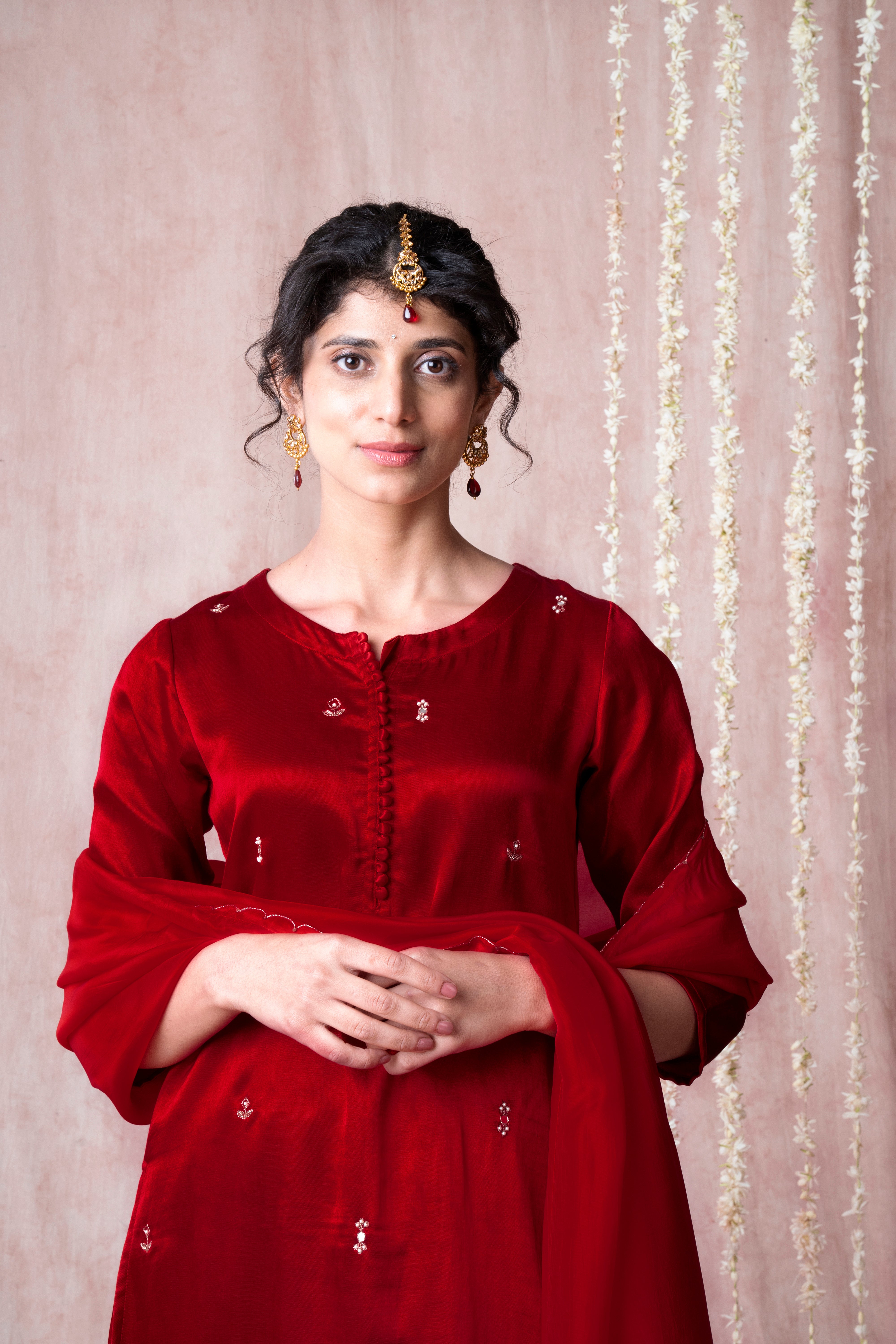 Bhargavi Deep Red Modal Mashru Suit Set