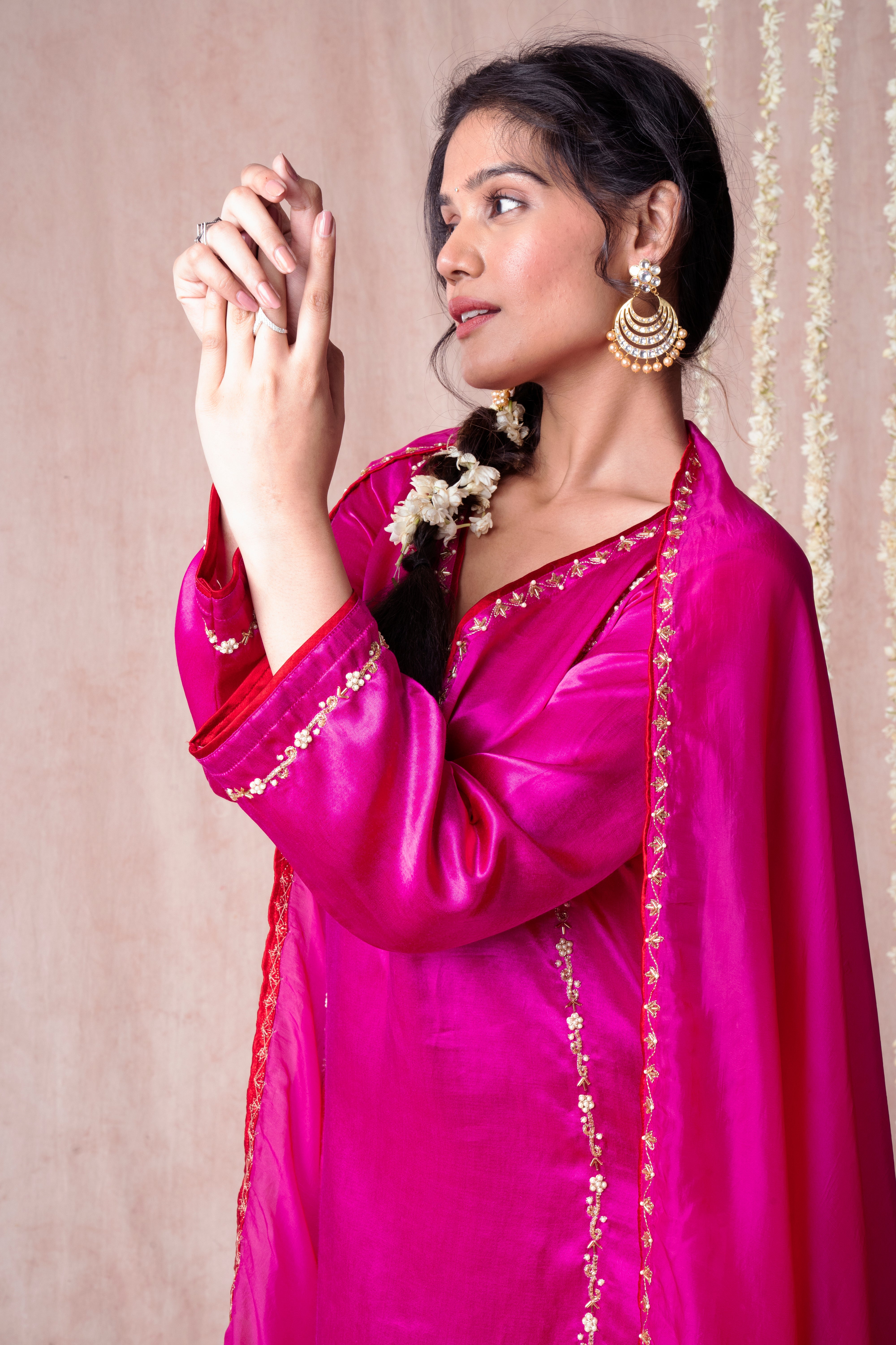 Bhargavi Pink Modal Mashru Suit Set