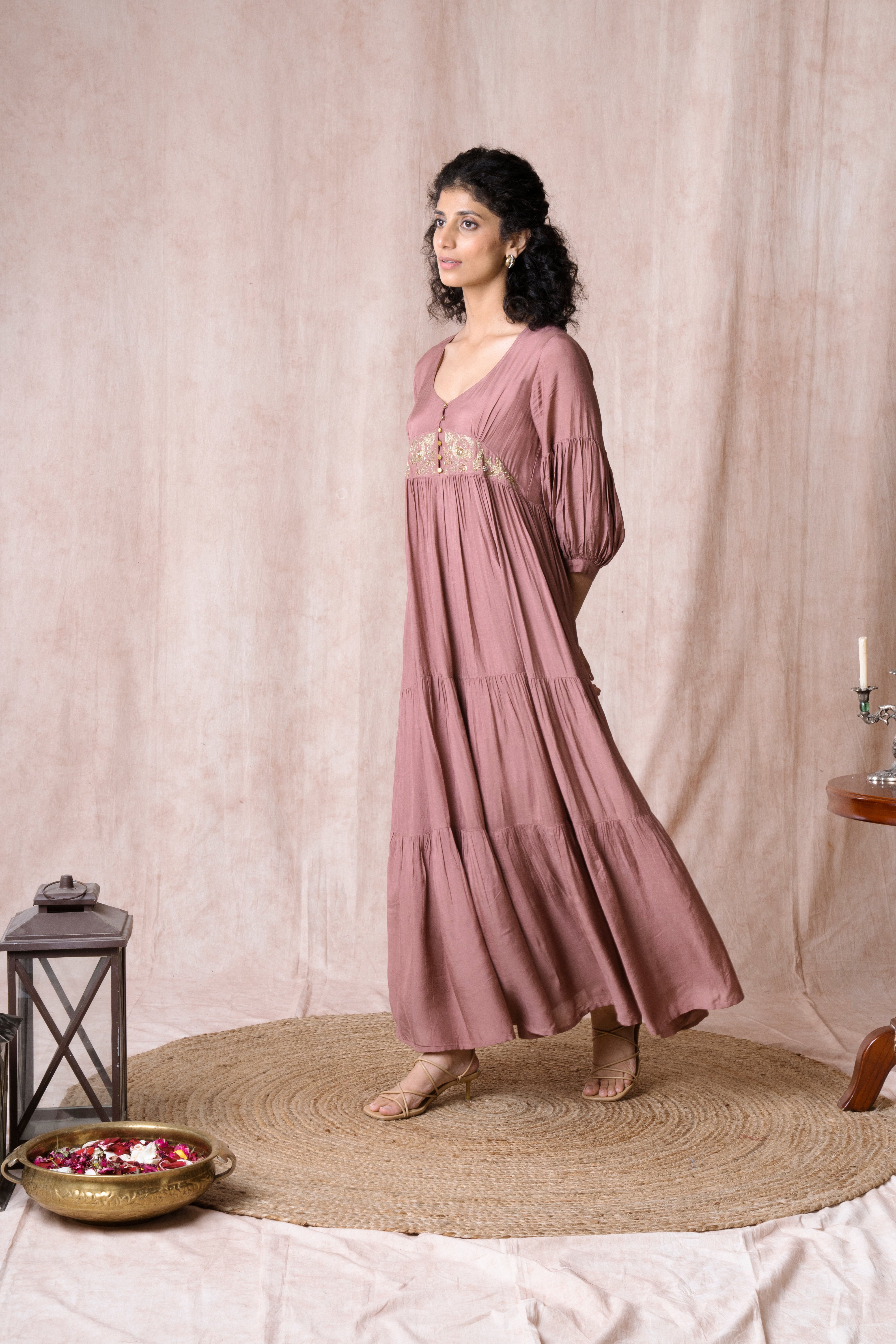 Bhargavi Rose Pink Muslin Dress