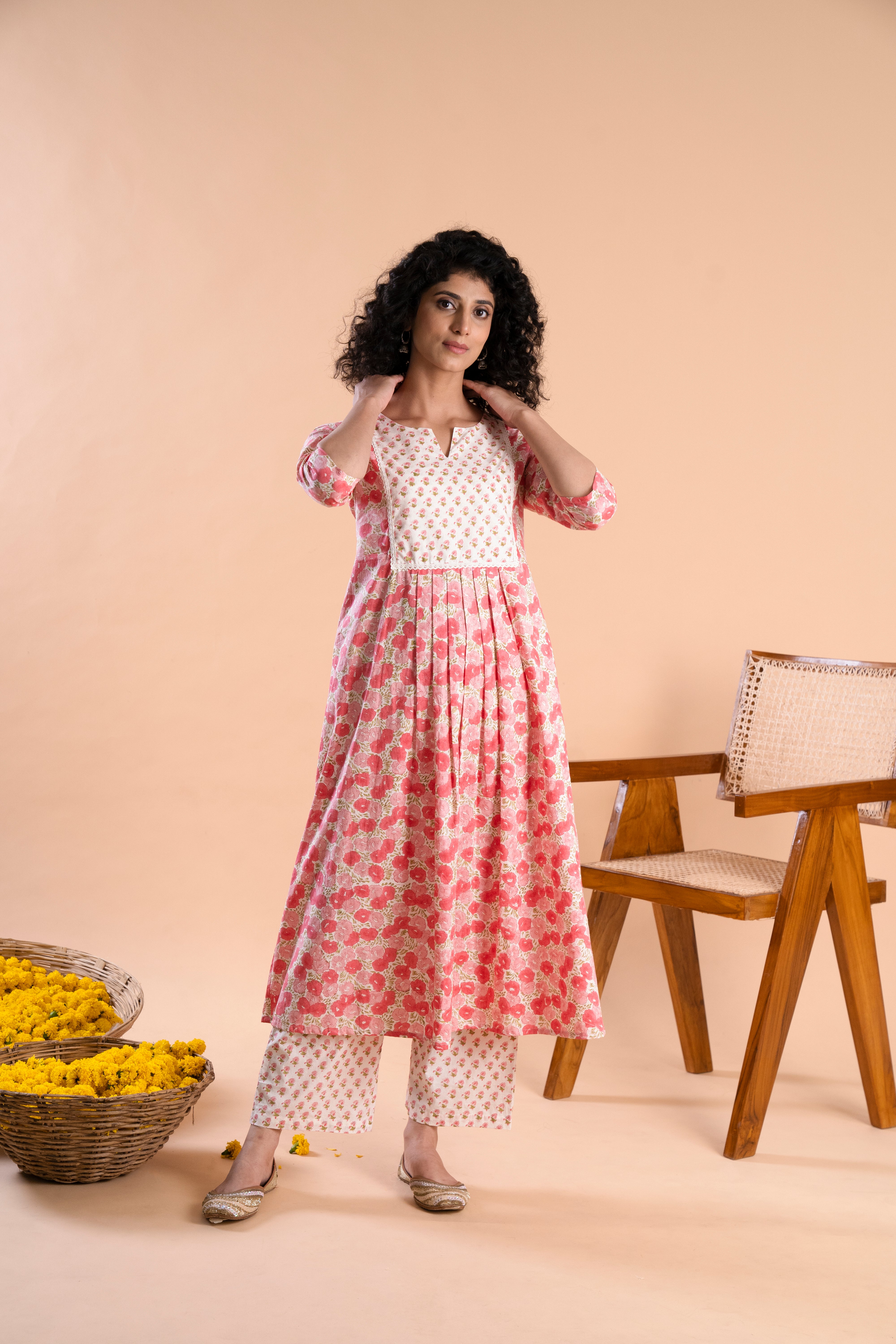 Bandhavi Pink Lace Kurta Set