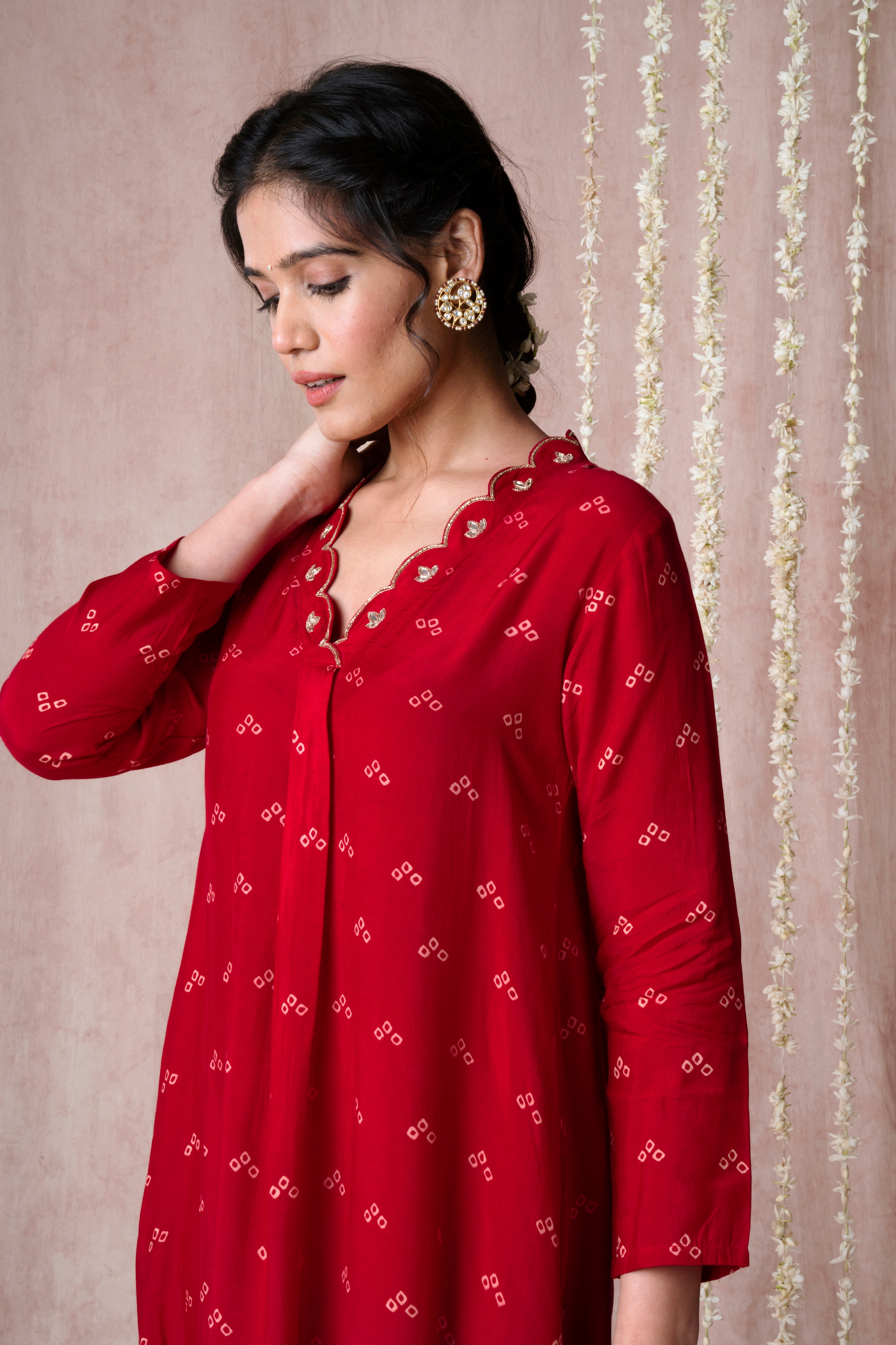 Bhargavi Red Muslin Kurta Set