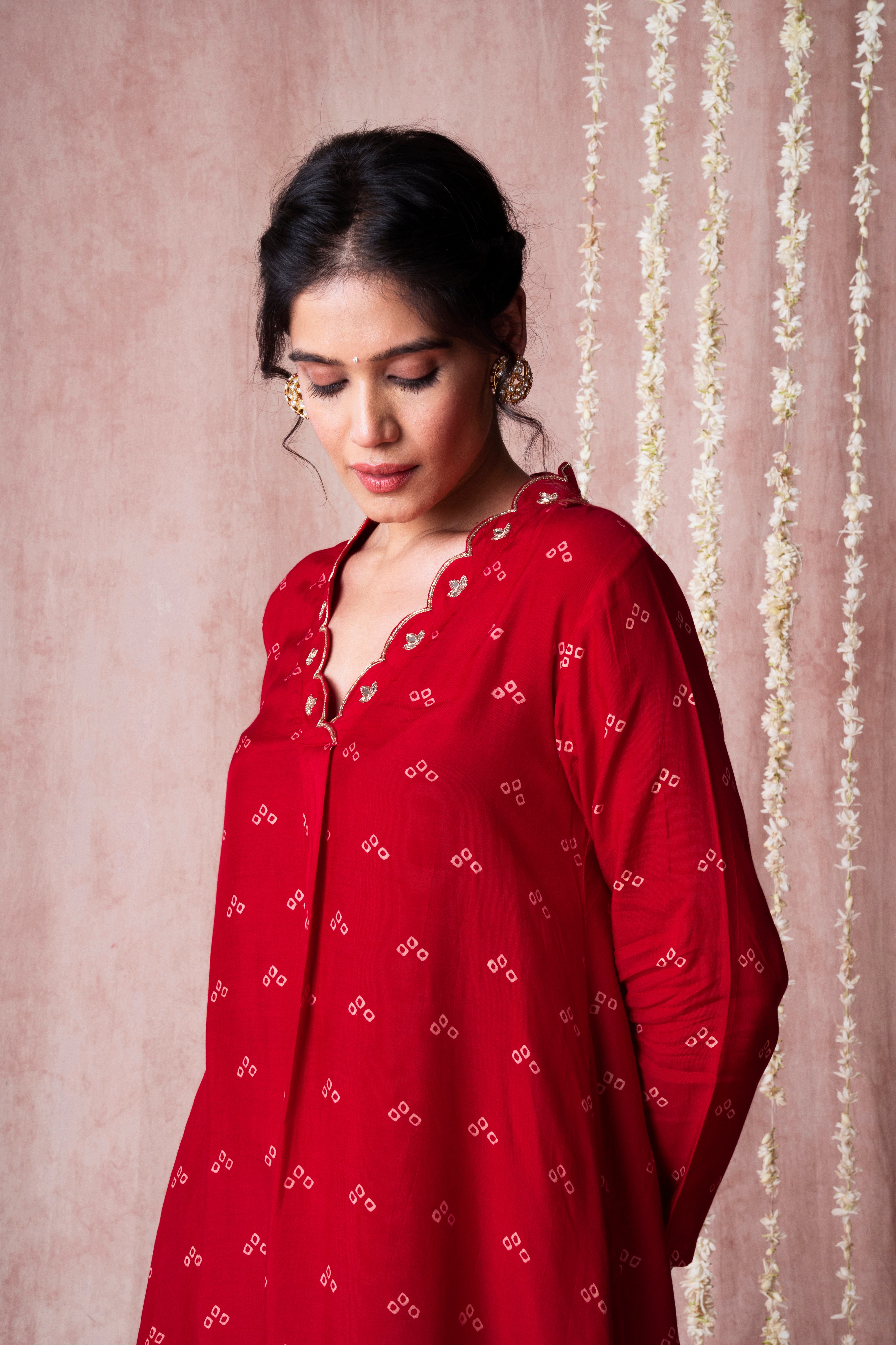 Bhargavi Red Muslin Kurta Set