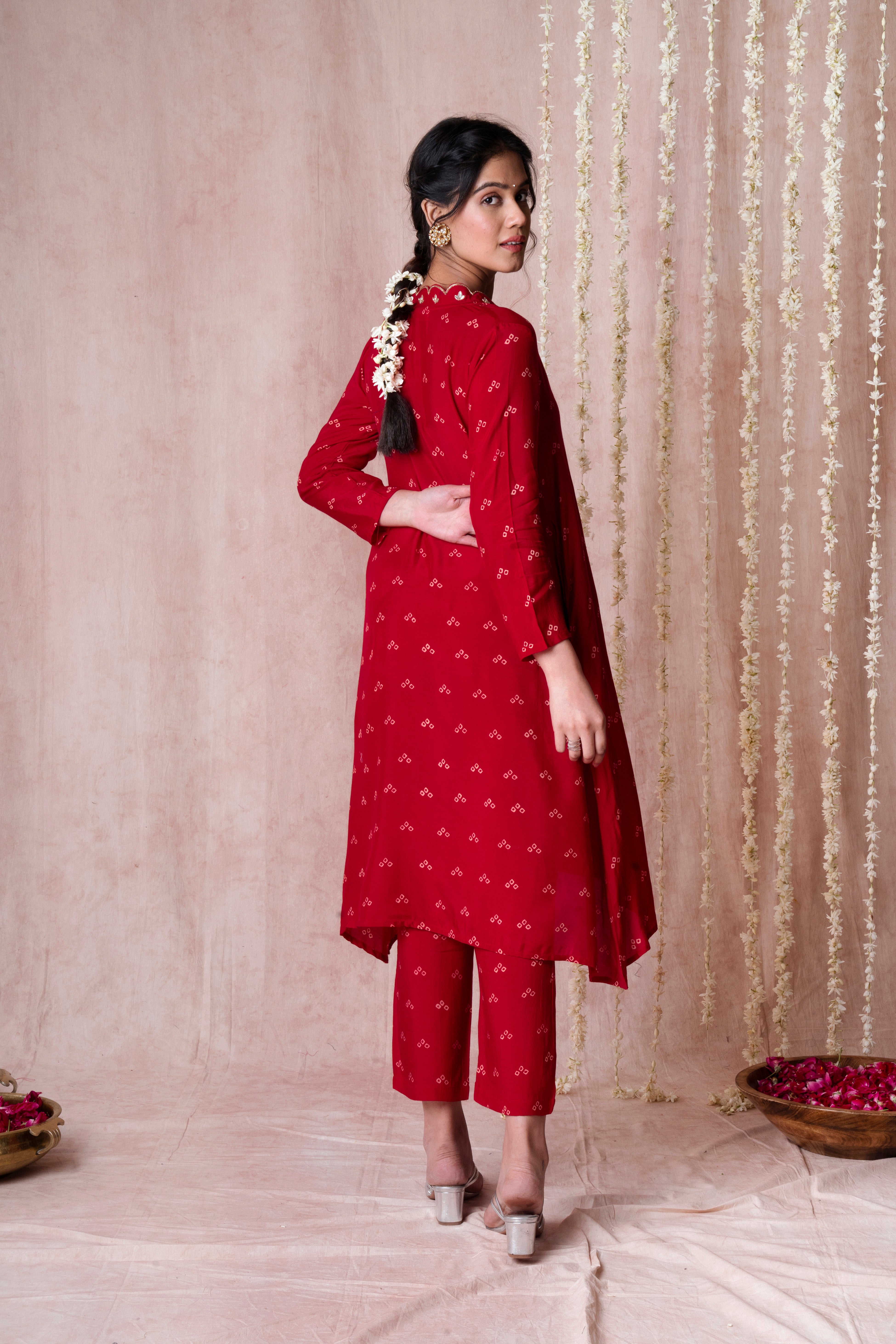 Bhargavi Red Muslin Kurta Set