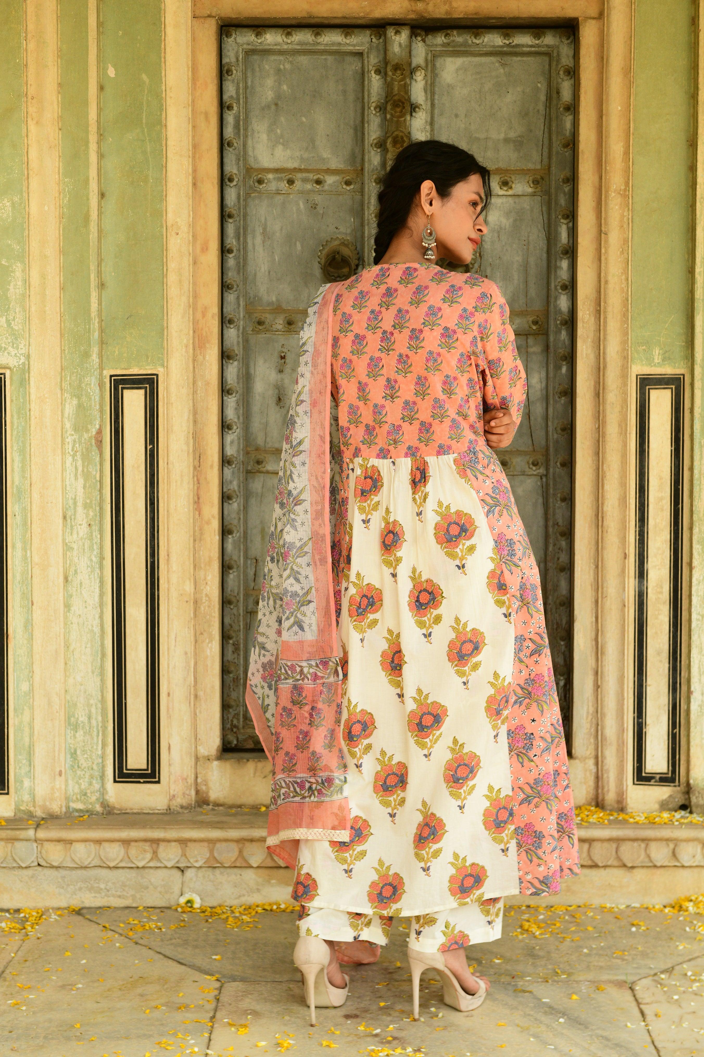 Aaravi Peach Suit Set - Shilpi Handicrafts