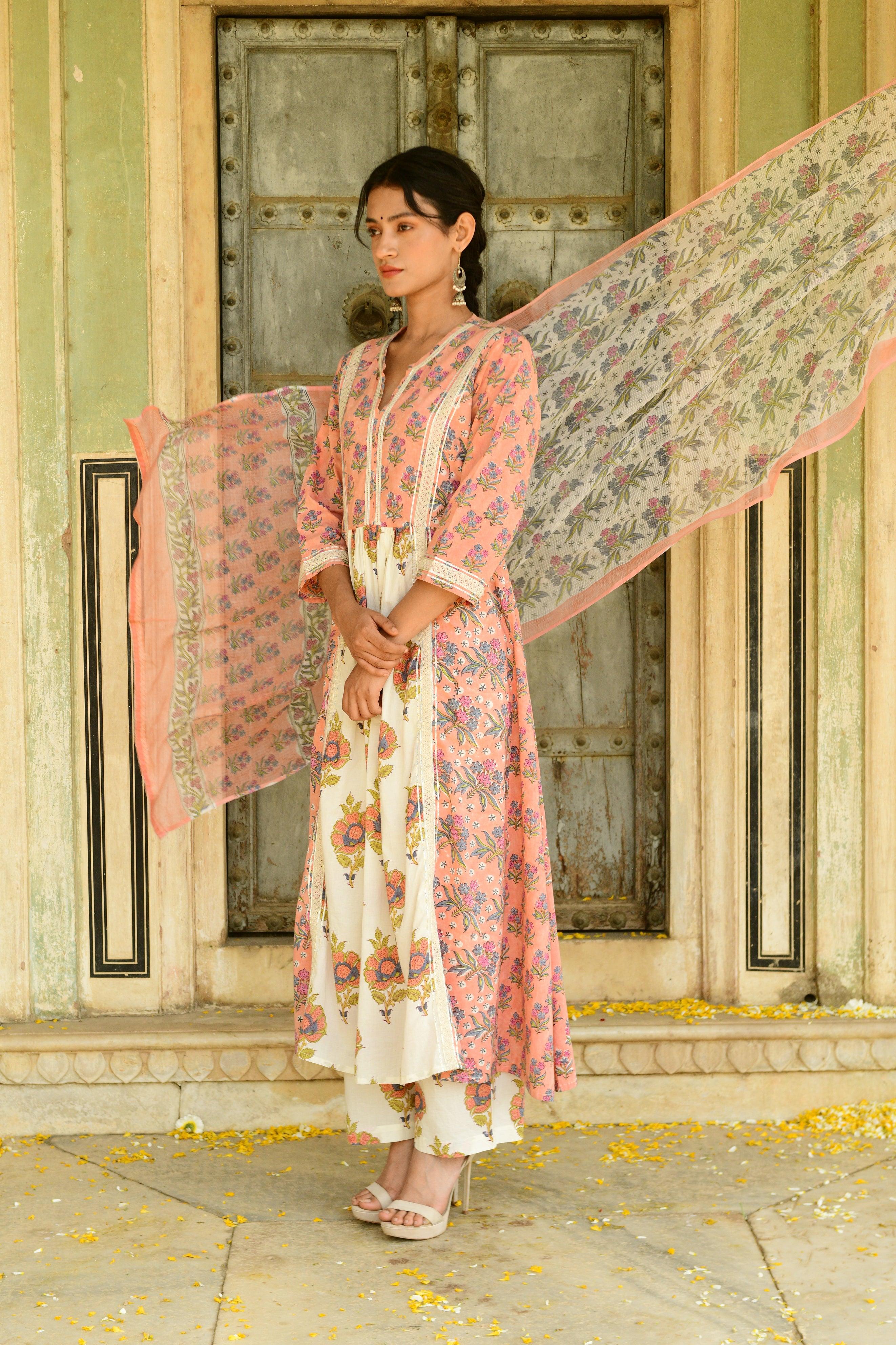 Aaravi Peach Suit Set - Shilpi Handicrafts