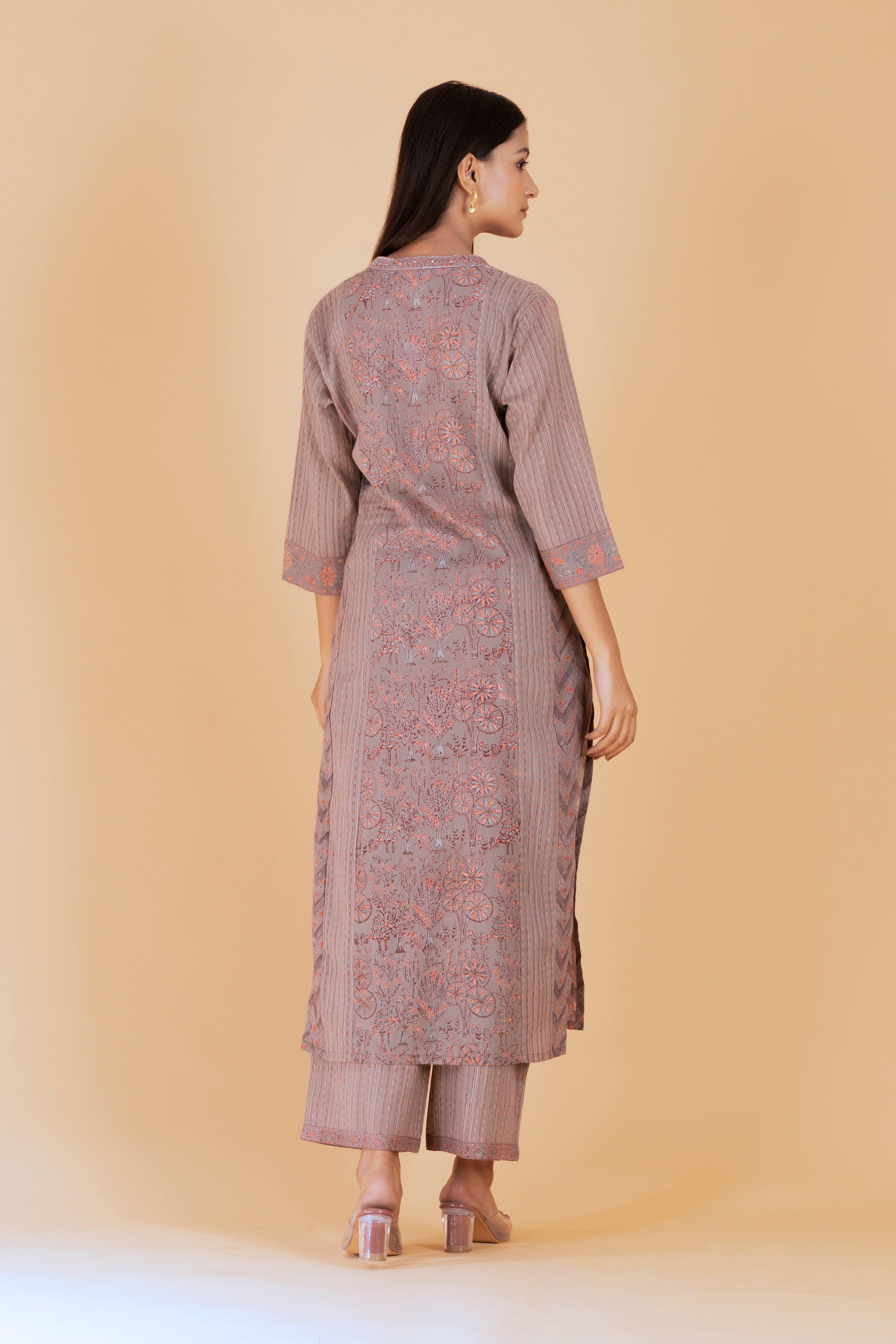 Amaira Vintage Khaki Suit Set - Shilpi Handicrafts