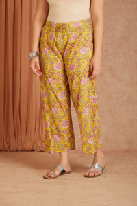 Off White Hand Block Printed Cotton Dobby Kurta Palazzo Set with Mulmul Dupatta