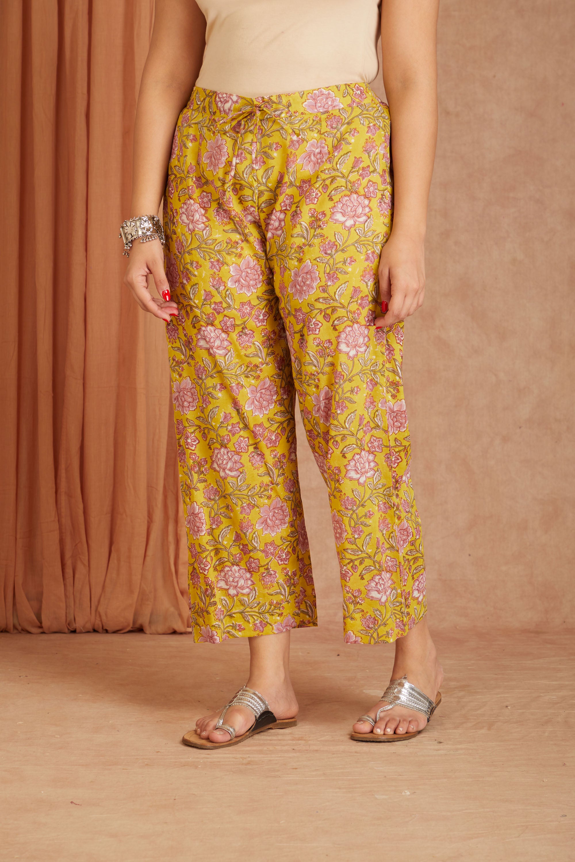 Off White Hand Block Printed Cotton Dobby Kurta Palazzo Set with Mulmul Dupatta