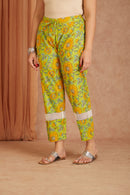 Sunflower Hand Block Printed Cotton Kurta Pant Set with Kota Doriya Dupatta