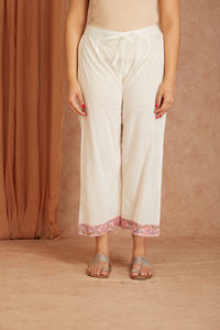 Pink Petal Cotton Hand Block Check Kurta Palazzo Set with Kota Doriya Dupatta