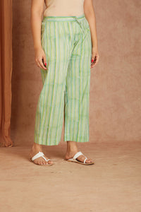 Blue Blossom White Hand Block Printed Cotton Dobby Kurta Palazzo Set with Kota Doriya Dupatta