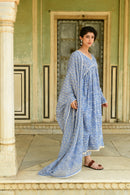 Aaravi Blue Hand Block Printed Suit Set - Shilpi Handicrafts