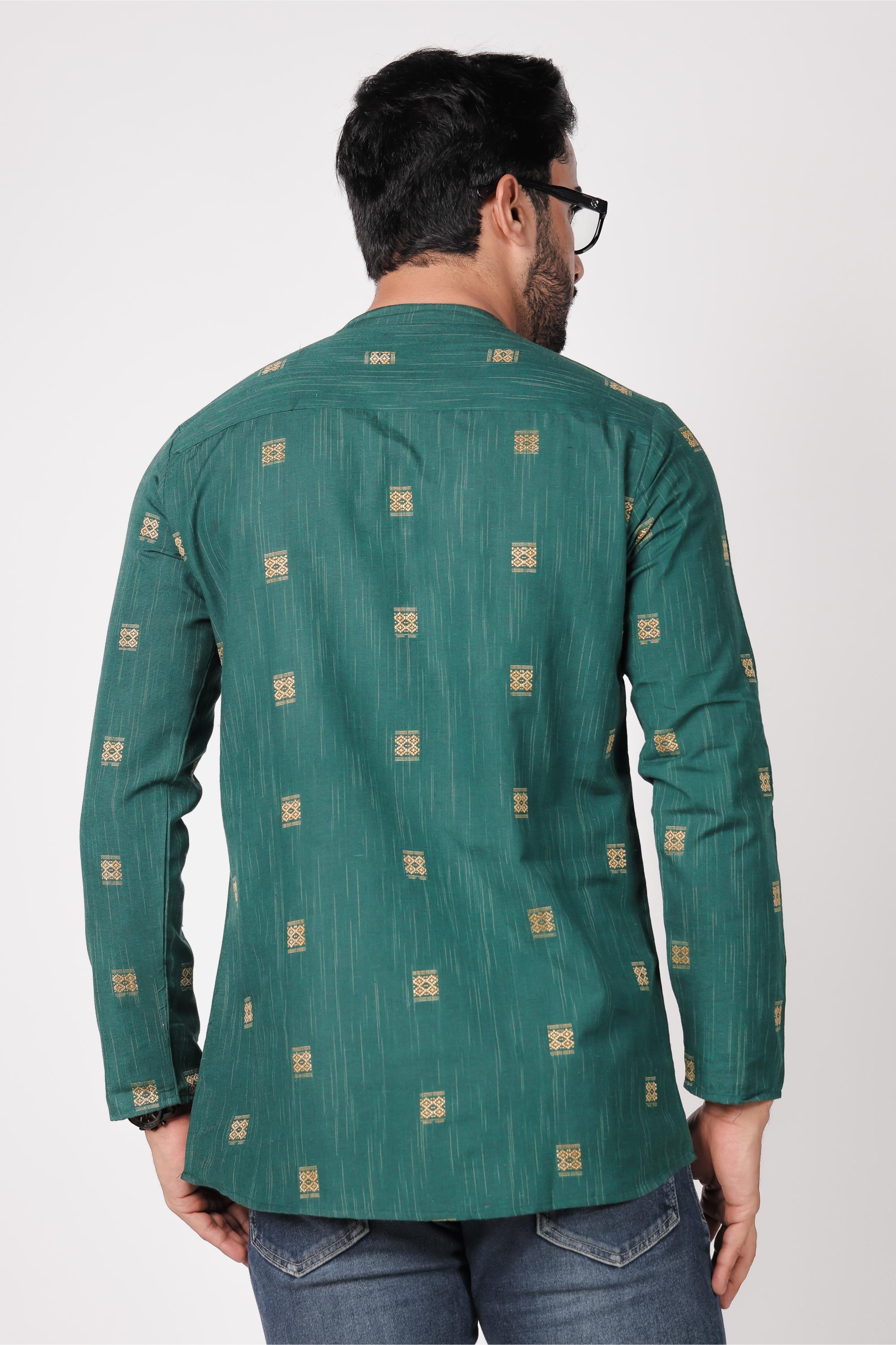 Elegant Green Cotton Blend Short Kurta