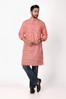 Men’s Hand Block Printed Cotton Slub Long Kurta