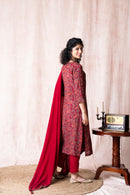 Red Block Printed Suit Set