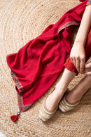 Red Block Printed Suit Set