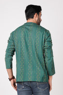 Classic Green Cotton Blend Short Kurta