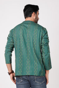 Classic Green Cotton Blend Short Kurta
