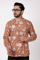 Men’s Hand Block Printed Cotton Slub Shirt