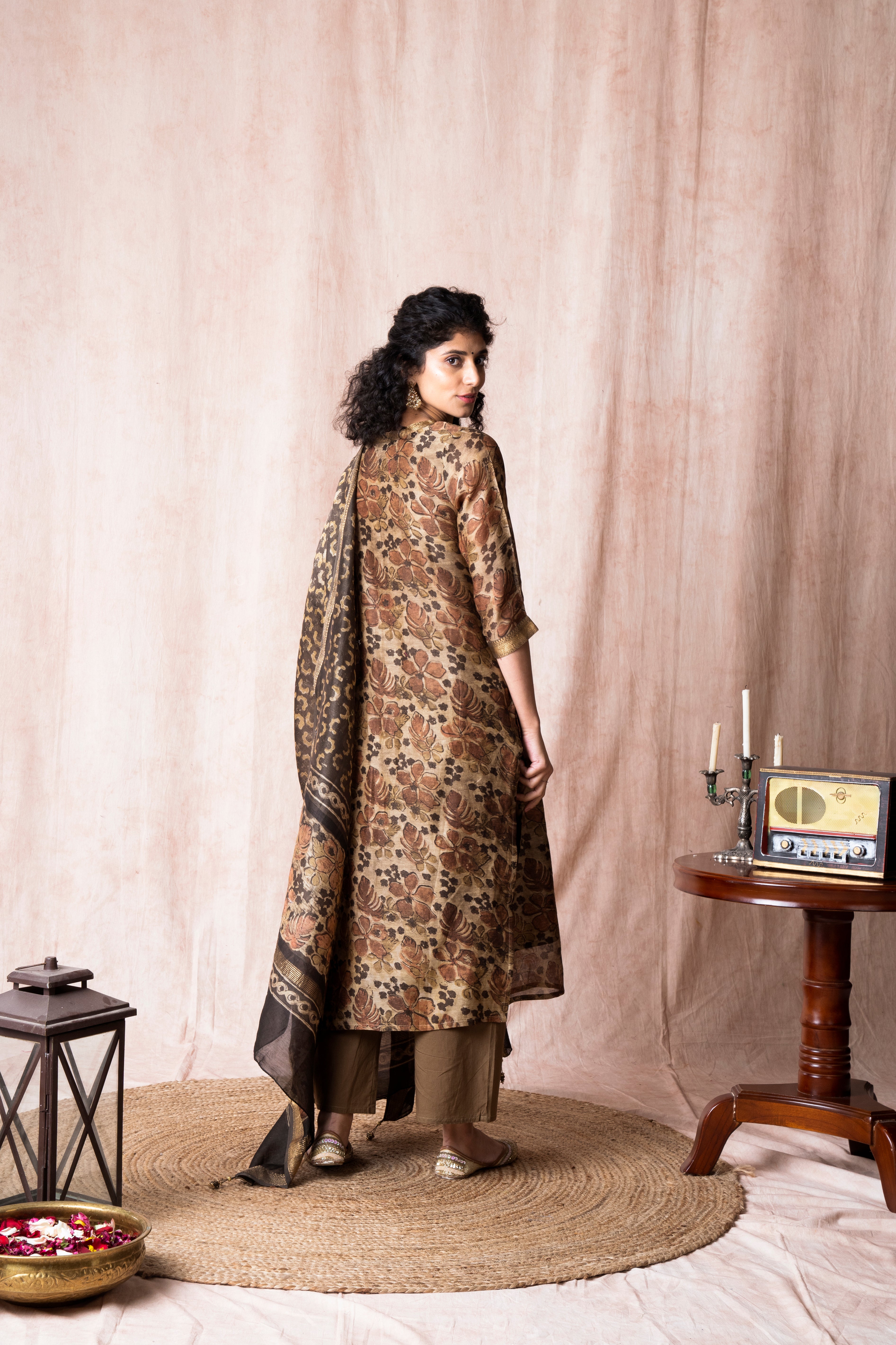 Brown Embroidered Suit Set