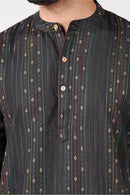 Classic Black Cotton Blend Short Kurta