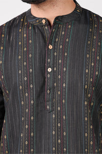 Classic Black Cotton Blend Short Kurta