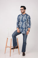 Men's Cotton Printed Short Kurta