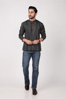 Classic Black Cotton Blend Short Kurta